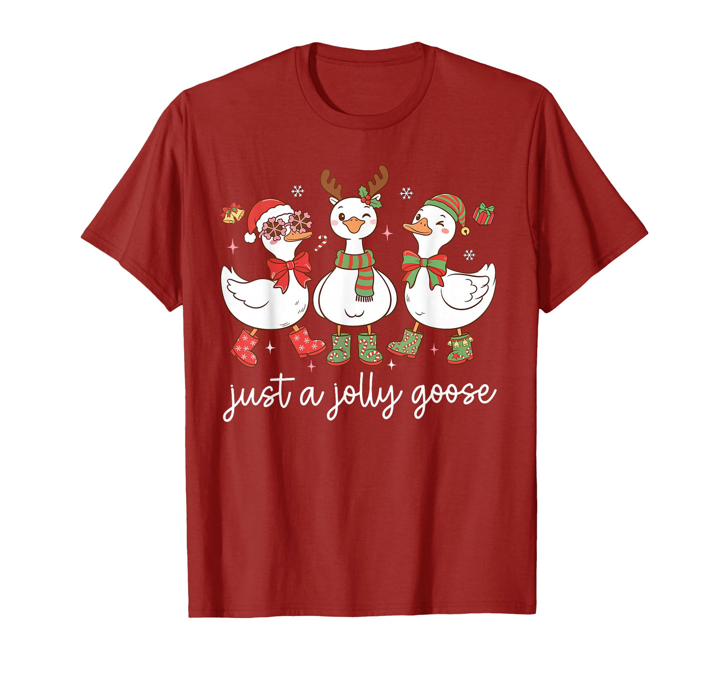 Just A Jolly Goose Santa Squad Christmas Snowflake Holiday T-Shirt