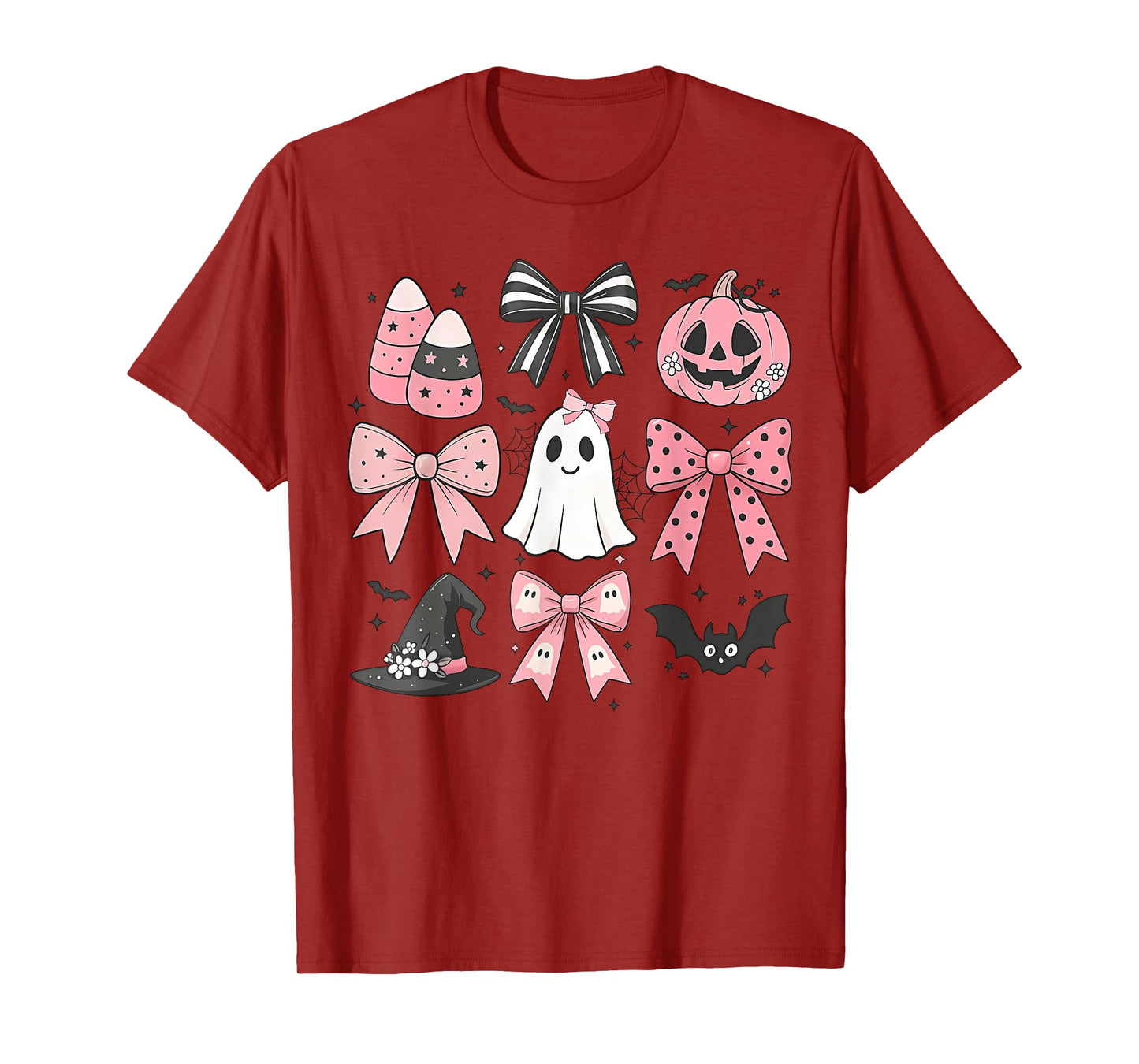 Pink Coquette Bow Halloween Pumpkin Day Women Girls Kids T-Shirt