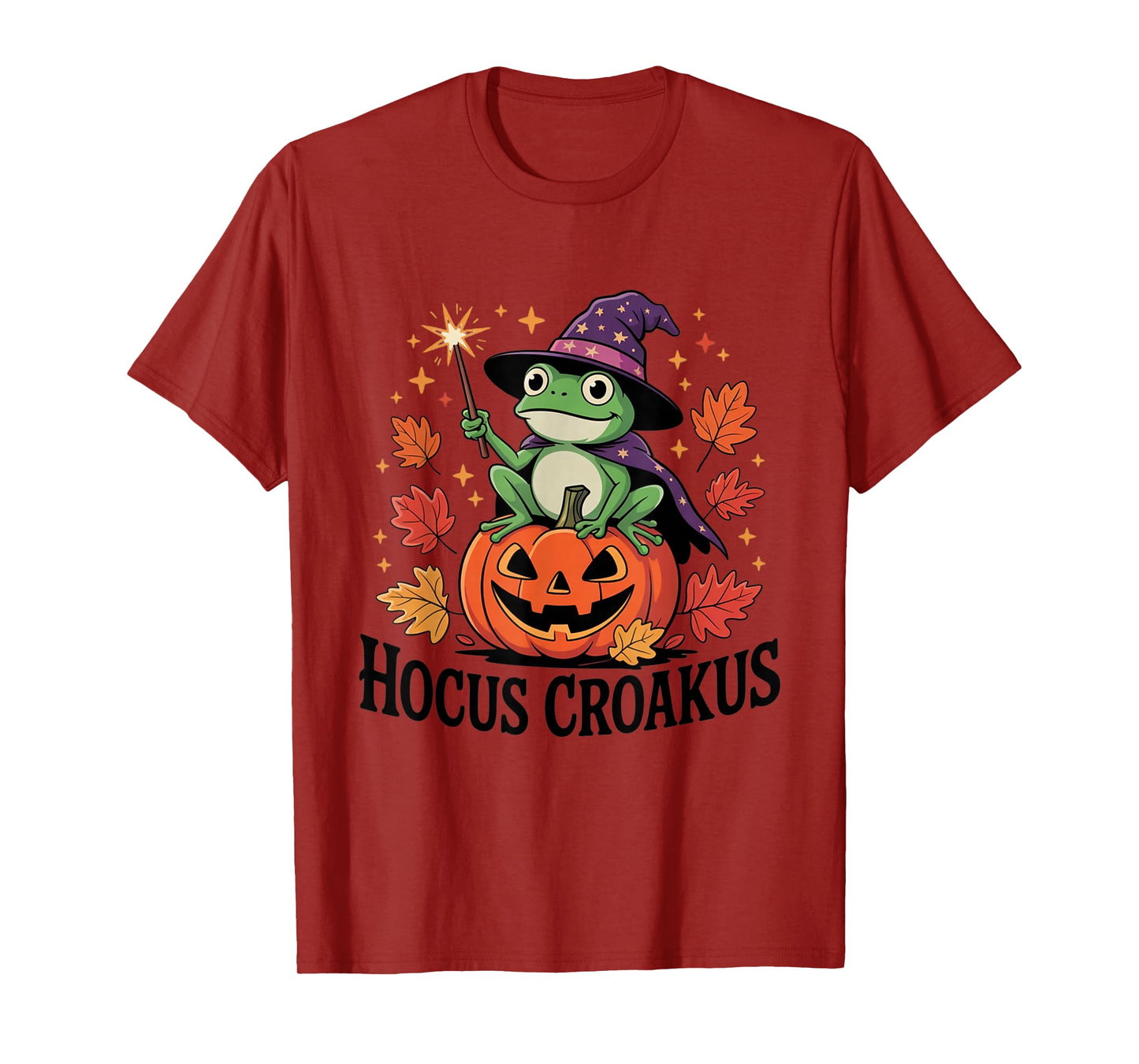 Hocus Croakus Pumpkin Wizard Frog Funny Halloween Witch T-Shirt