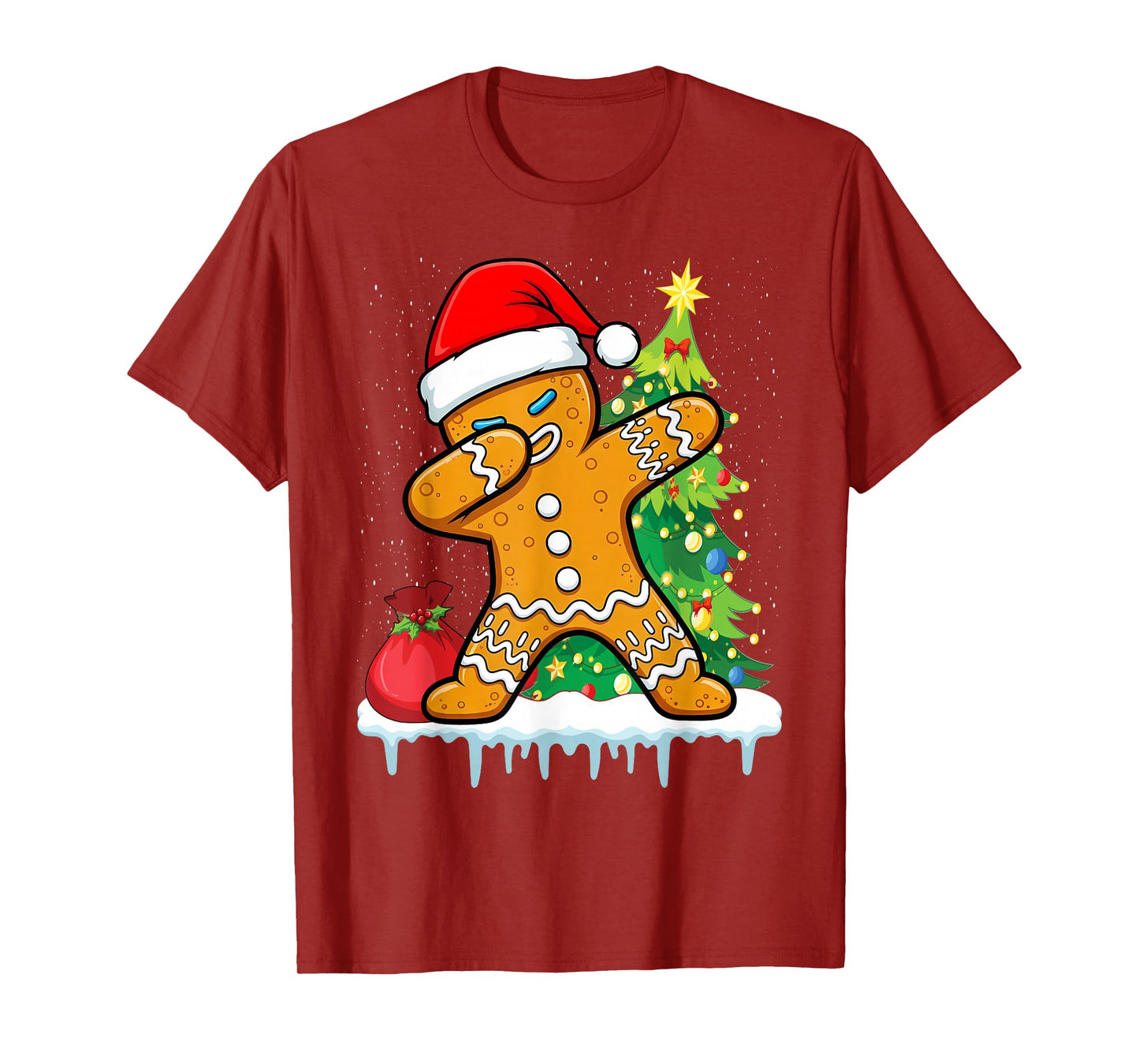 Dabbing Gingerbread Santa Christmas Boys Men Xmas Cookie T-Shirt