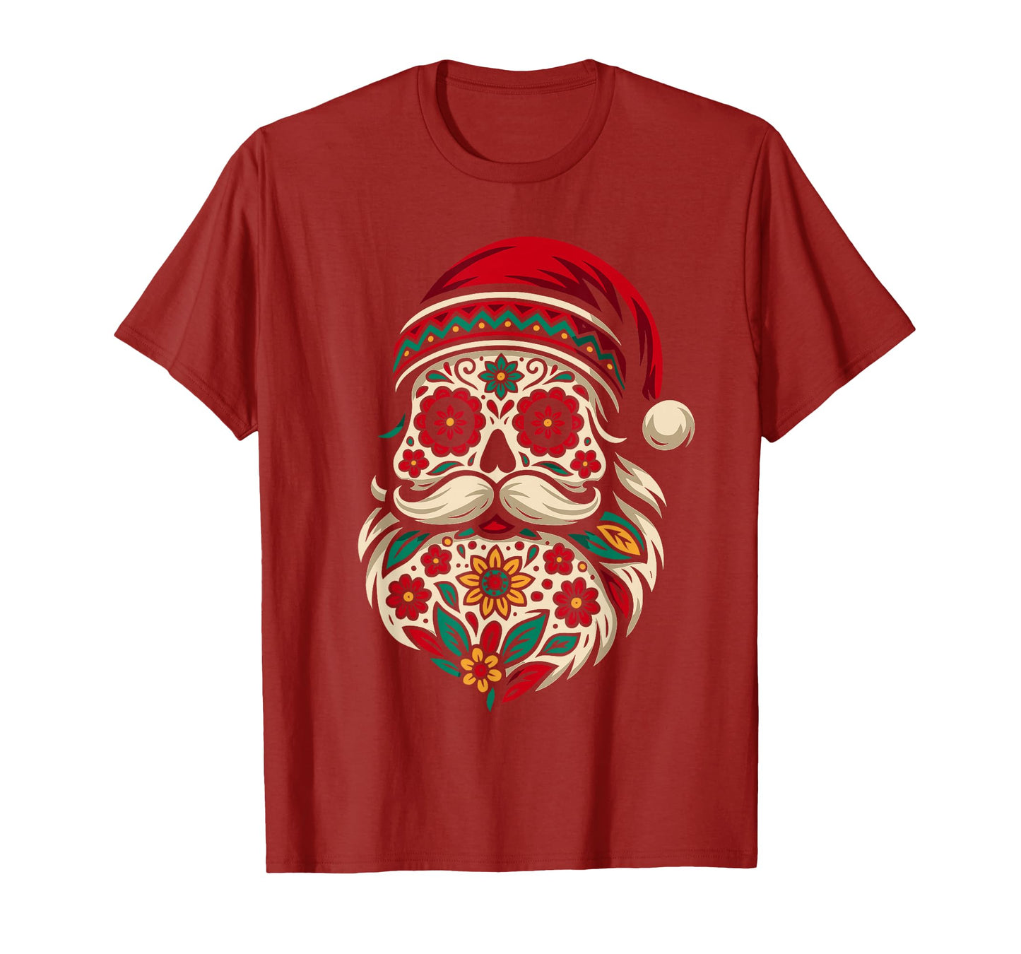 Cool Sugar Skull Santa Shirt Men, Mexican Santa Christmas T-Shirt