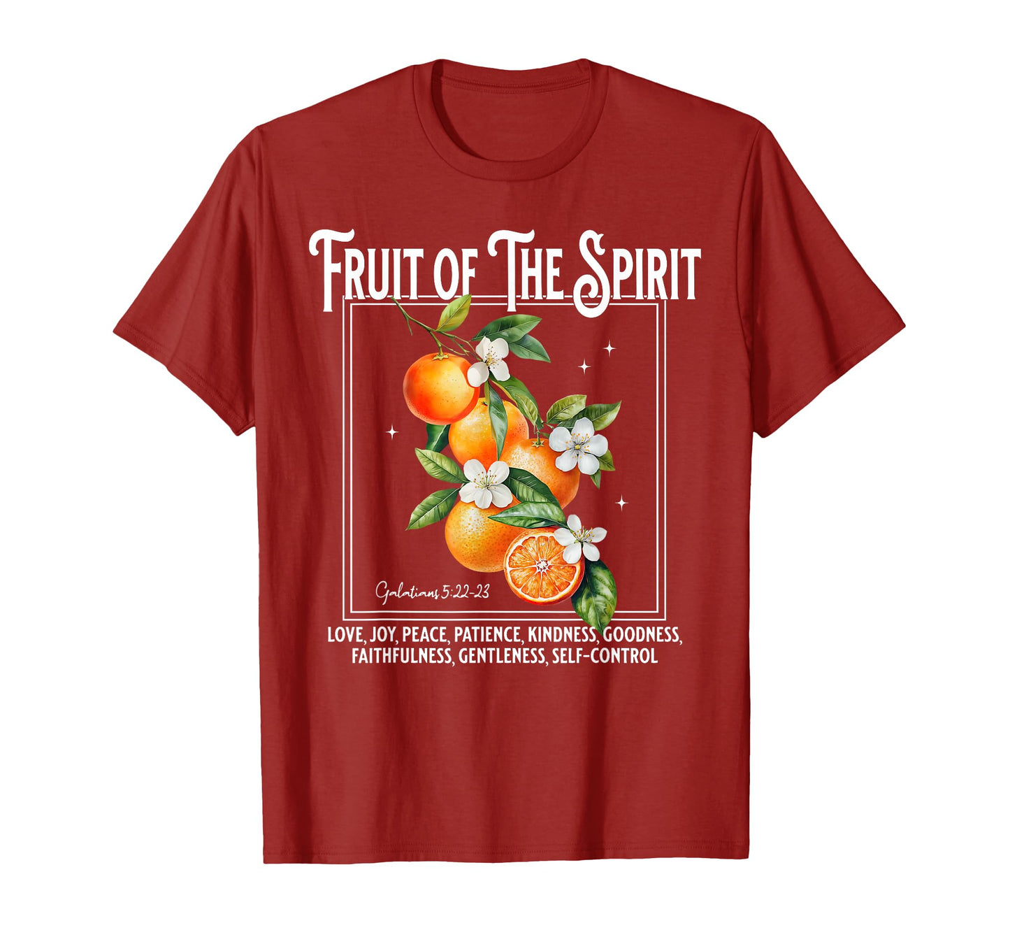 Christian Fruit Of The Spirit Vintage Fruit Orange Flower T-Shirt