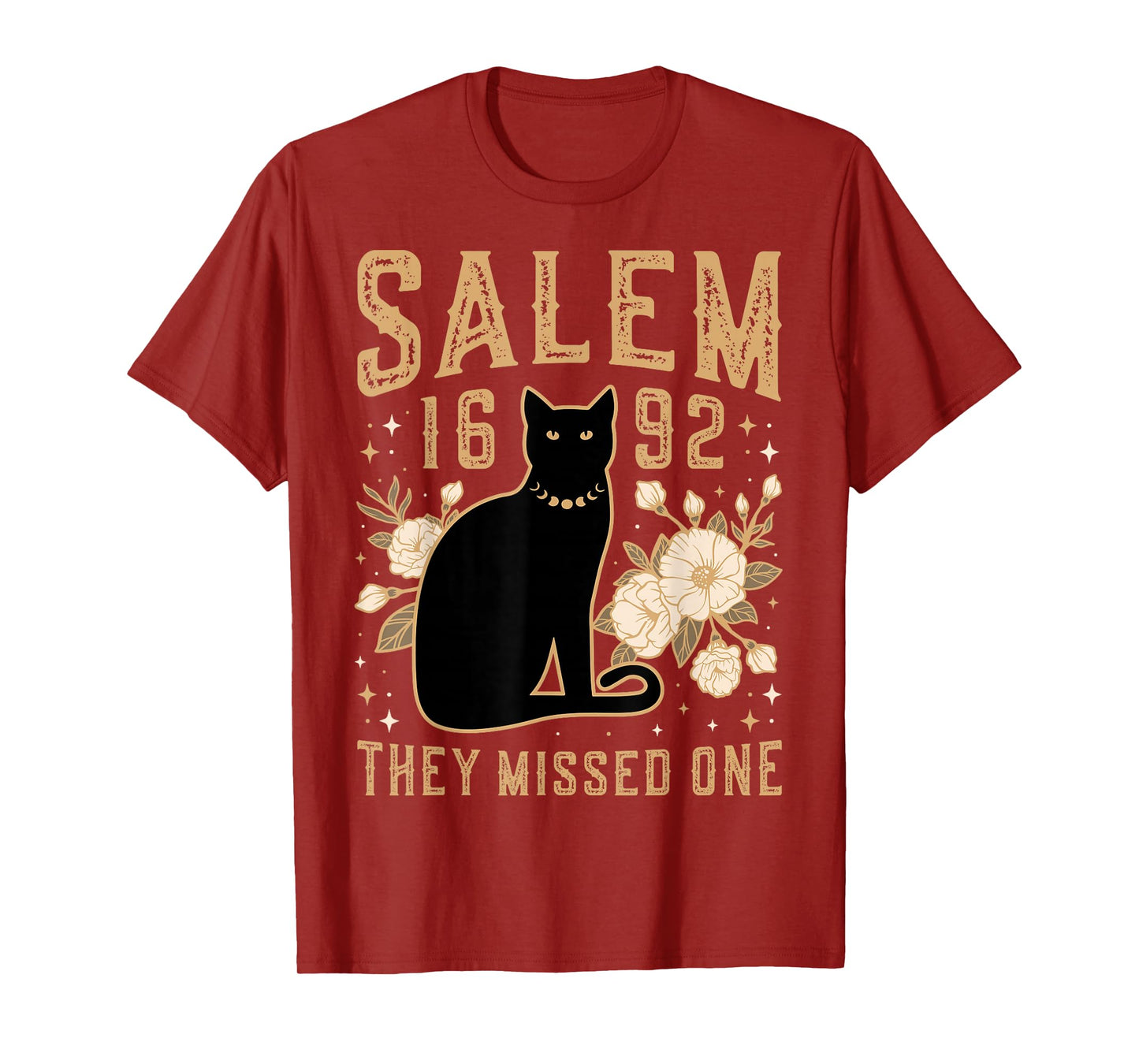 Salem 1692 They Missed One Witch Trial Black Cat Moon Witchy T-Shirt