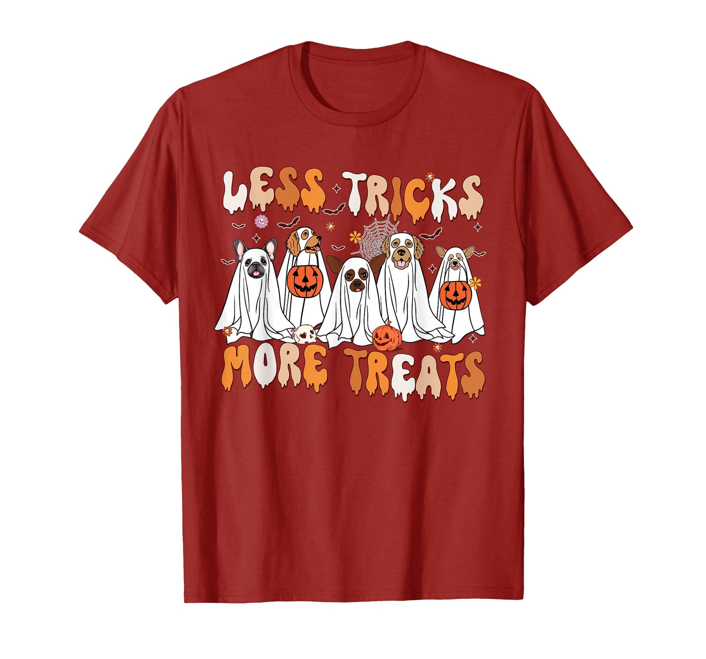 Less Tricks More Treats Spooky Ghost Dogs Vet Tech T-Shirt