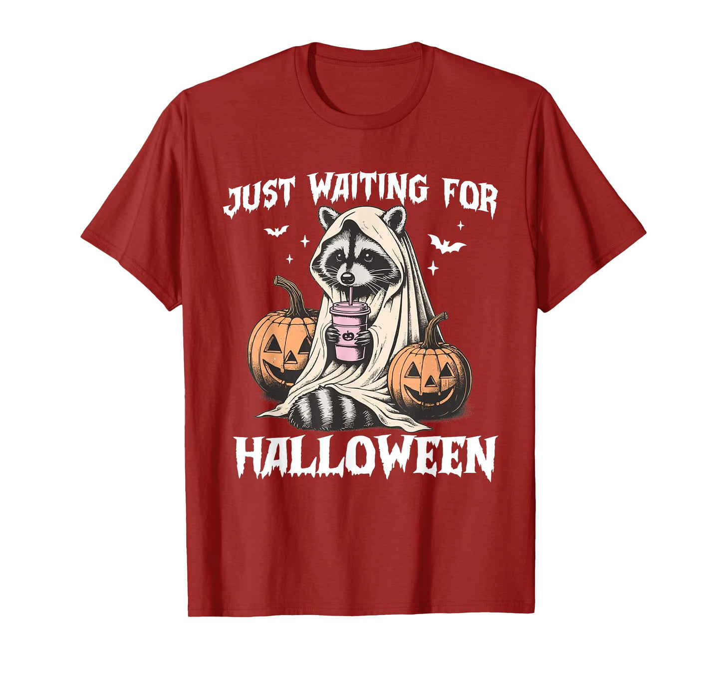 Just Waiting For Halloween Raccoon Pumpkin Men Women Kids T-Shirt