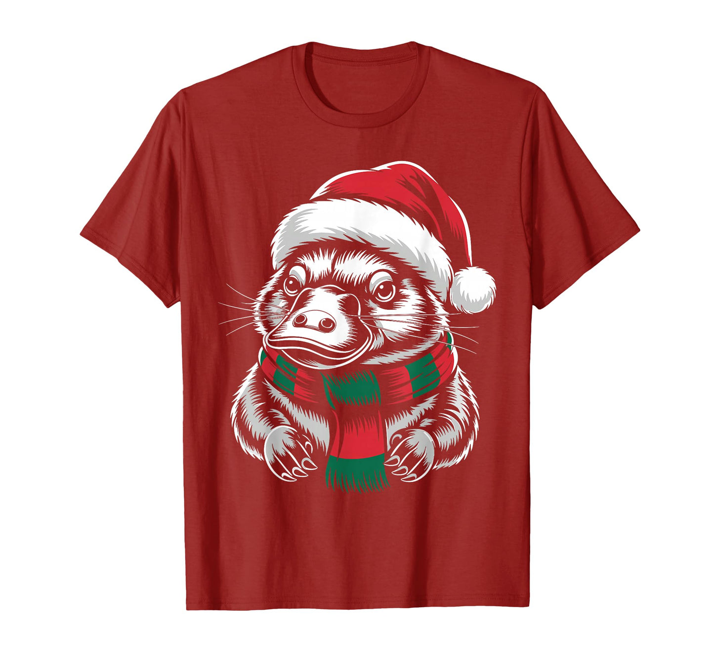 Platypus Xmas Santa Hat Scarf Christmas Costume T-Shirt