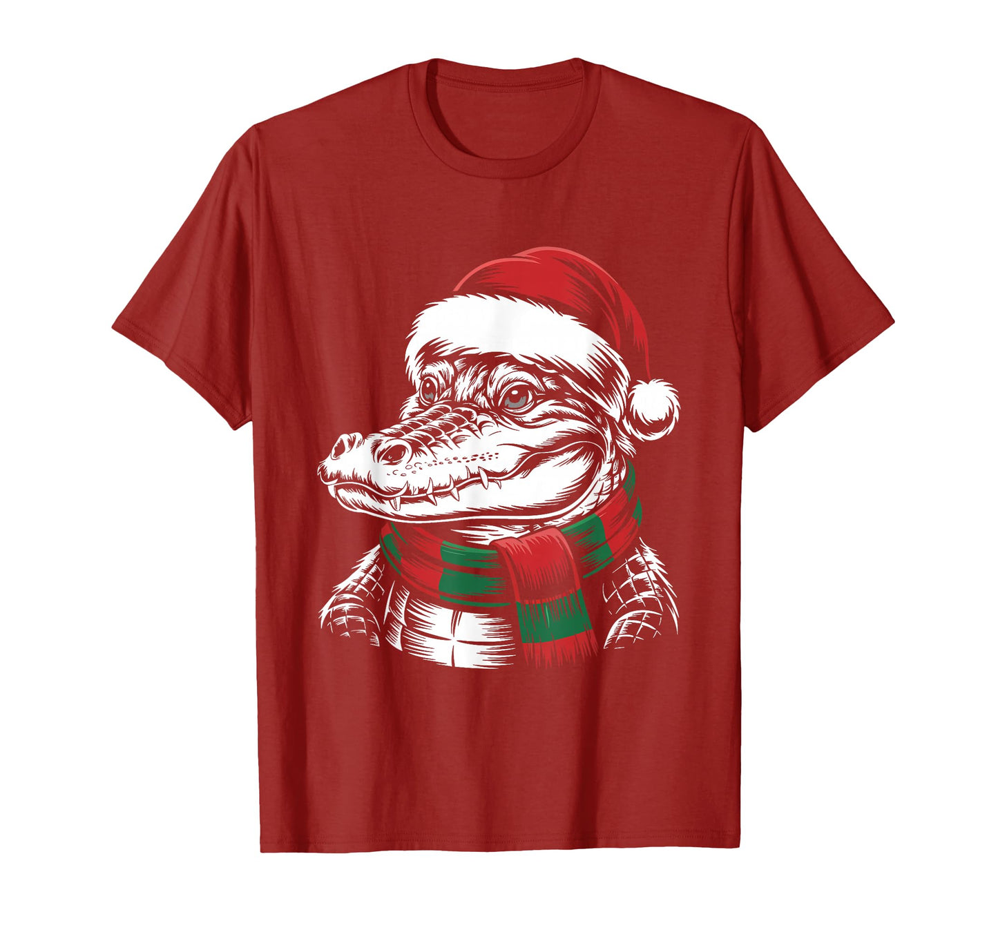 Crocodile Xmas Santa Hat Scarf Christmas Costume T-Shirt