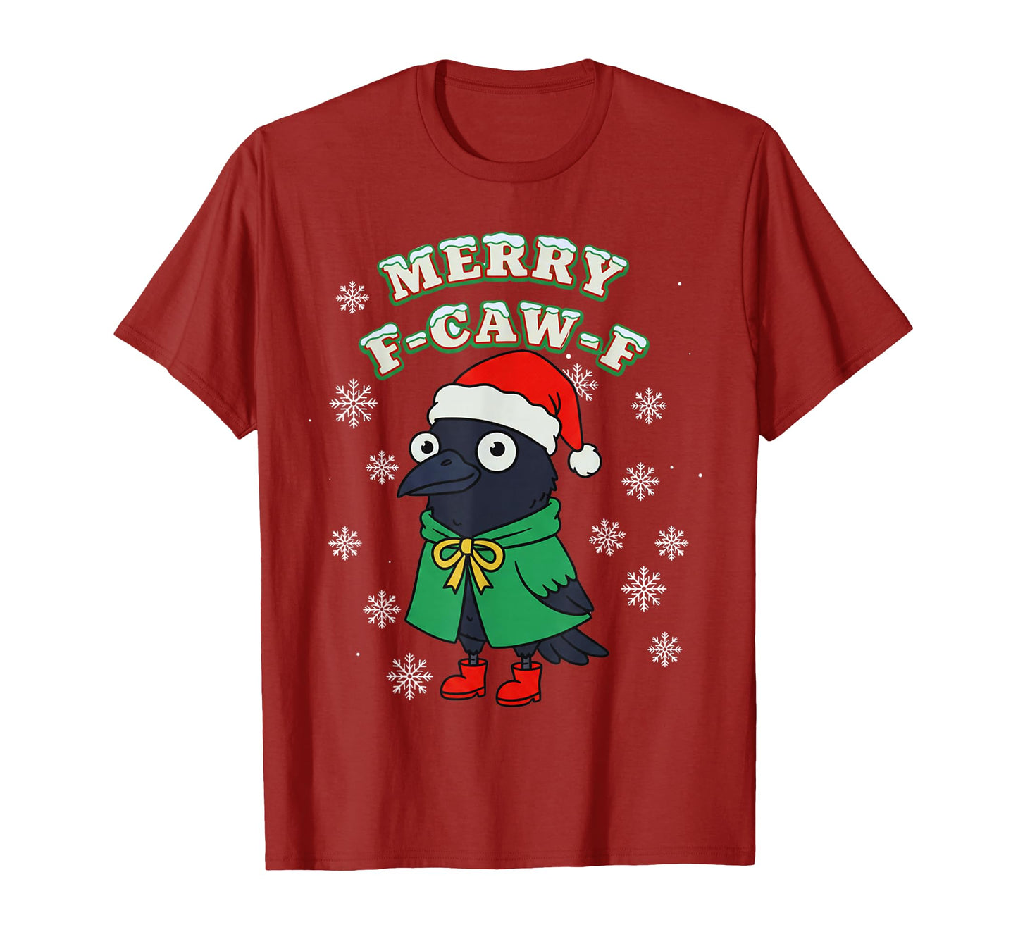Merry F-CAW-F Raven FCAWF Christmas Holiday Crow Funny Xmas T-Shirt