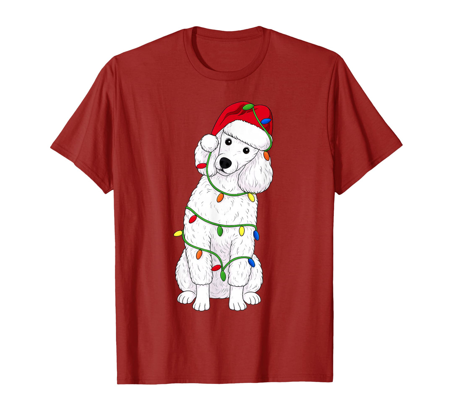 Poodle Christmas Tree Lights Holiday Dog Lover T-Shirt