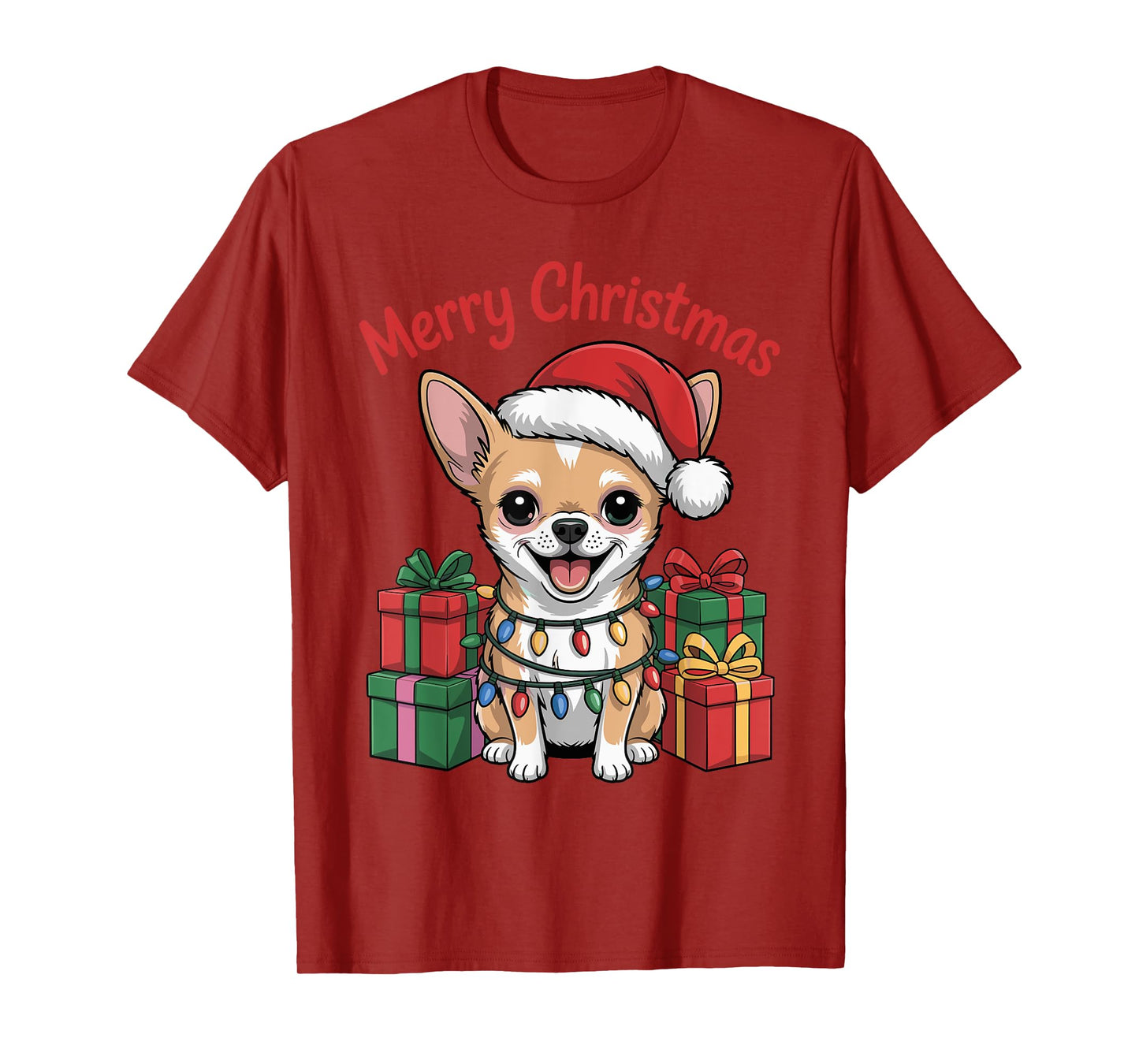 Cute Chihuahua Christmas Xmas Design Funny Dog Lover Holiday T-Shirt