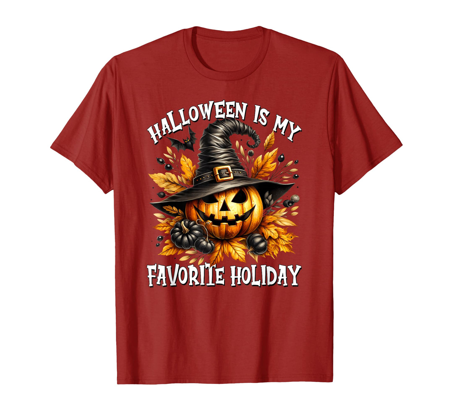 Jack O Lantern in Witch Hat Halloween is My Favorite Holiday T-Shirt