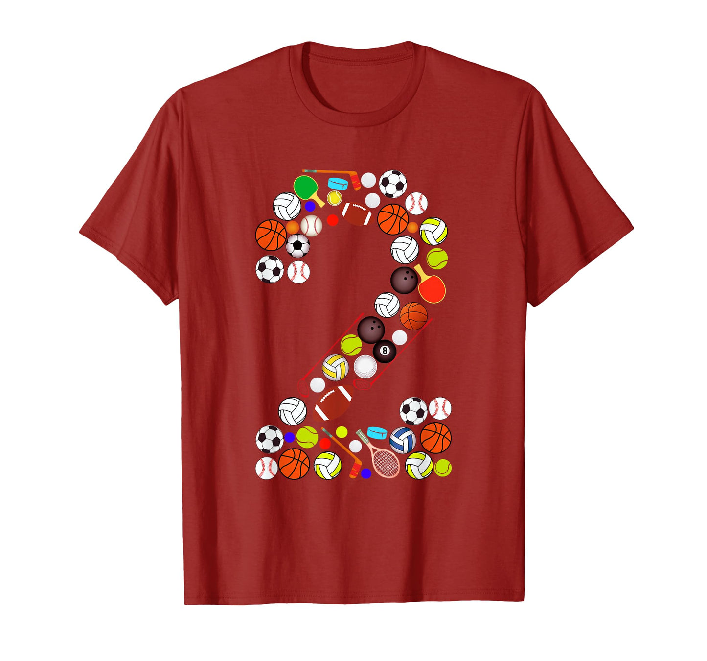 Kids 2nd Birthday Sports Big Number Two 2 Year Old Boy T-Shirt