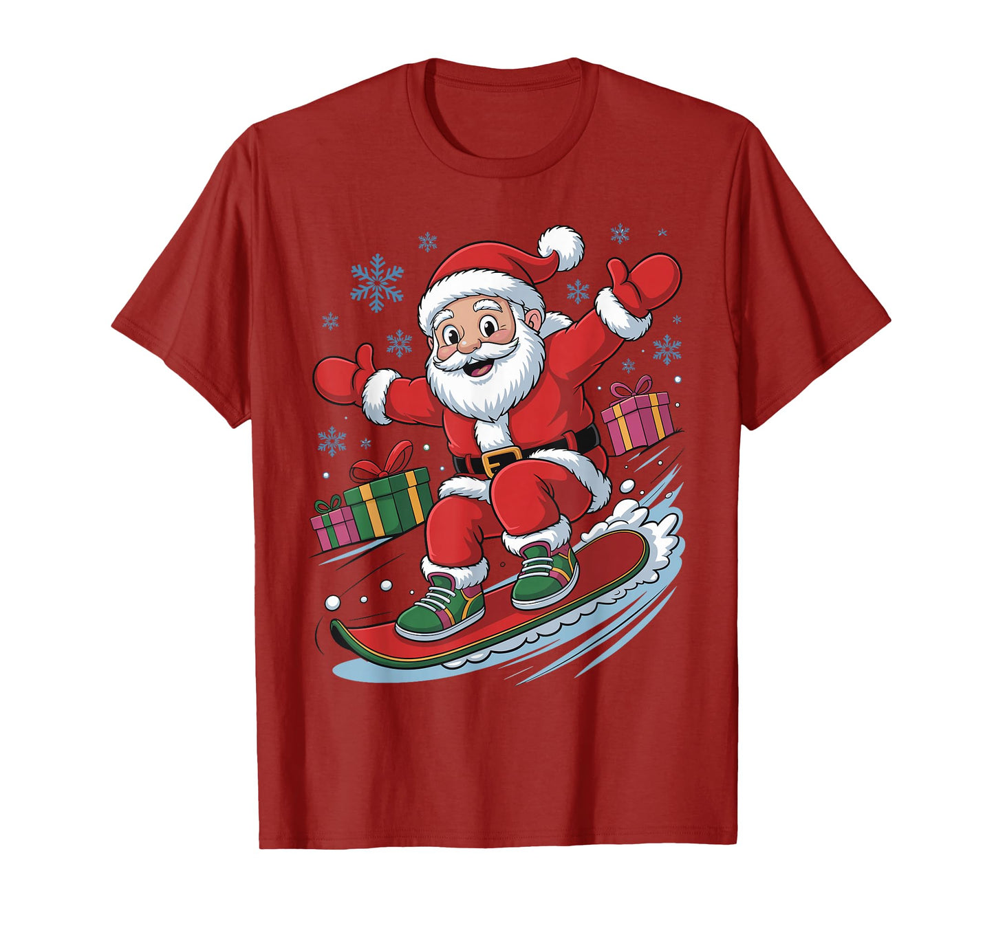 Funny Santa Snowboarding Lover Holiday Christmas Xmas Pajama T-Shirt