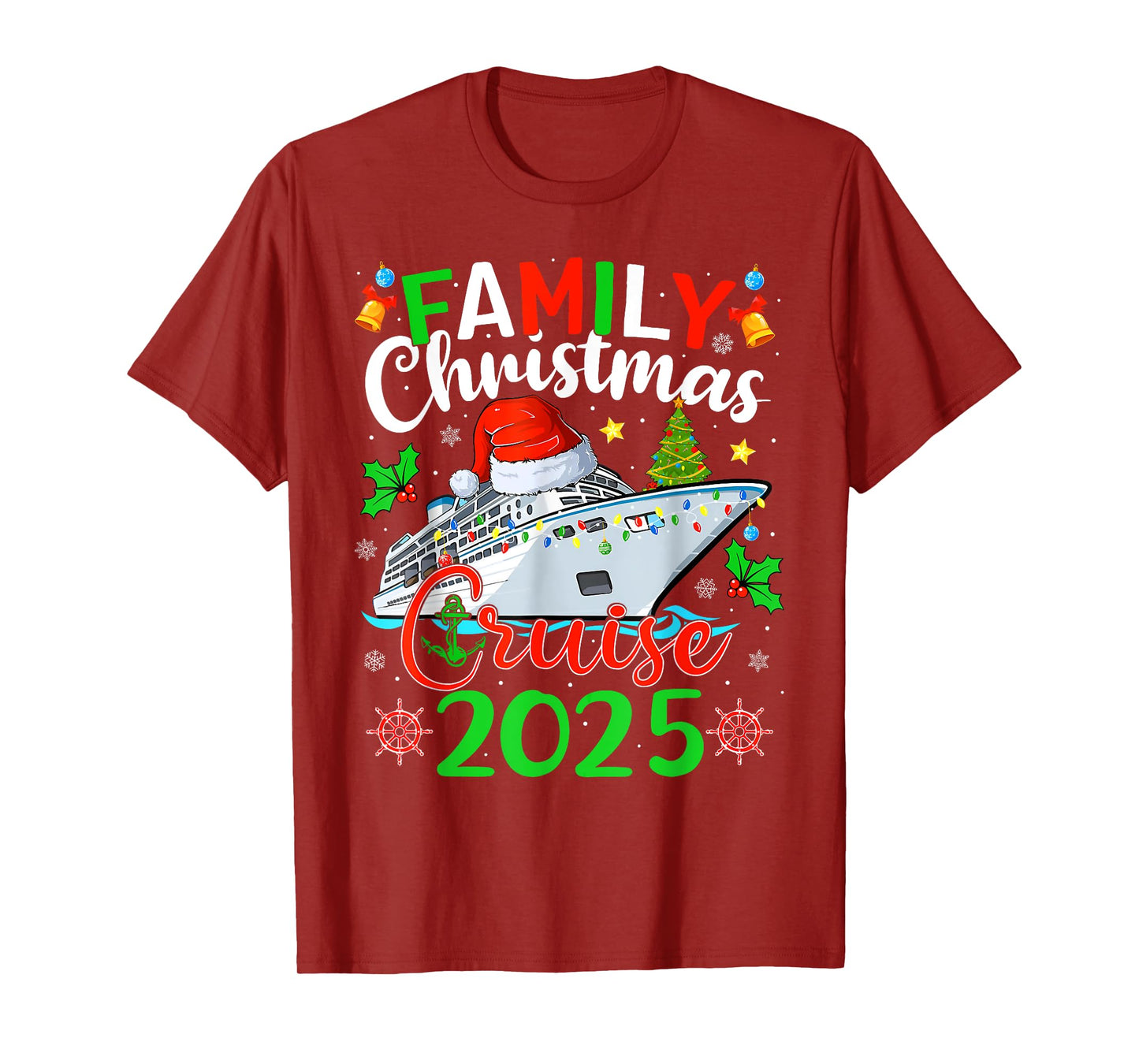 Family Christmas Cruise 2025 Xmas Lights Pajamas Holiday T-Shirt