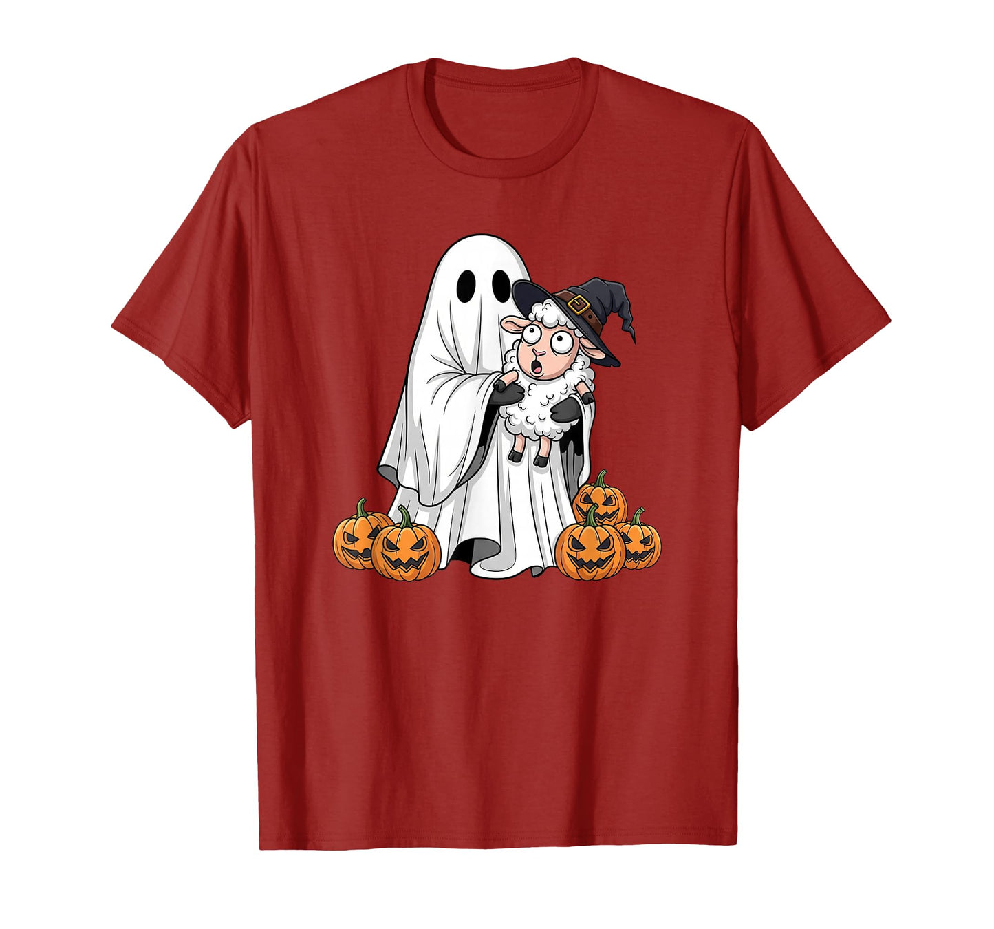 Funny Ghost Sheep Pumpkin Halloween Kids Mens Womens T-Shirt