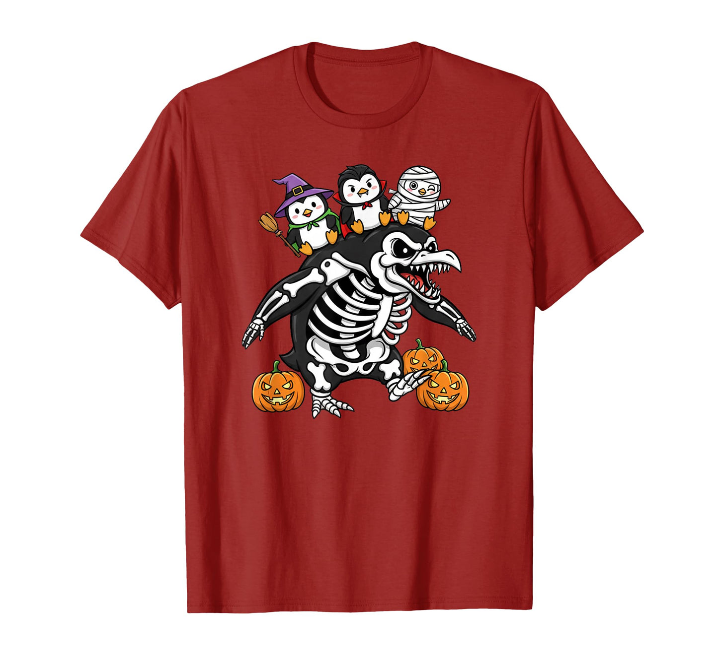 Penguin Skeleton Mummy Witch Halloween Kids Mens Womens T-Shirt