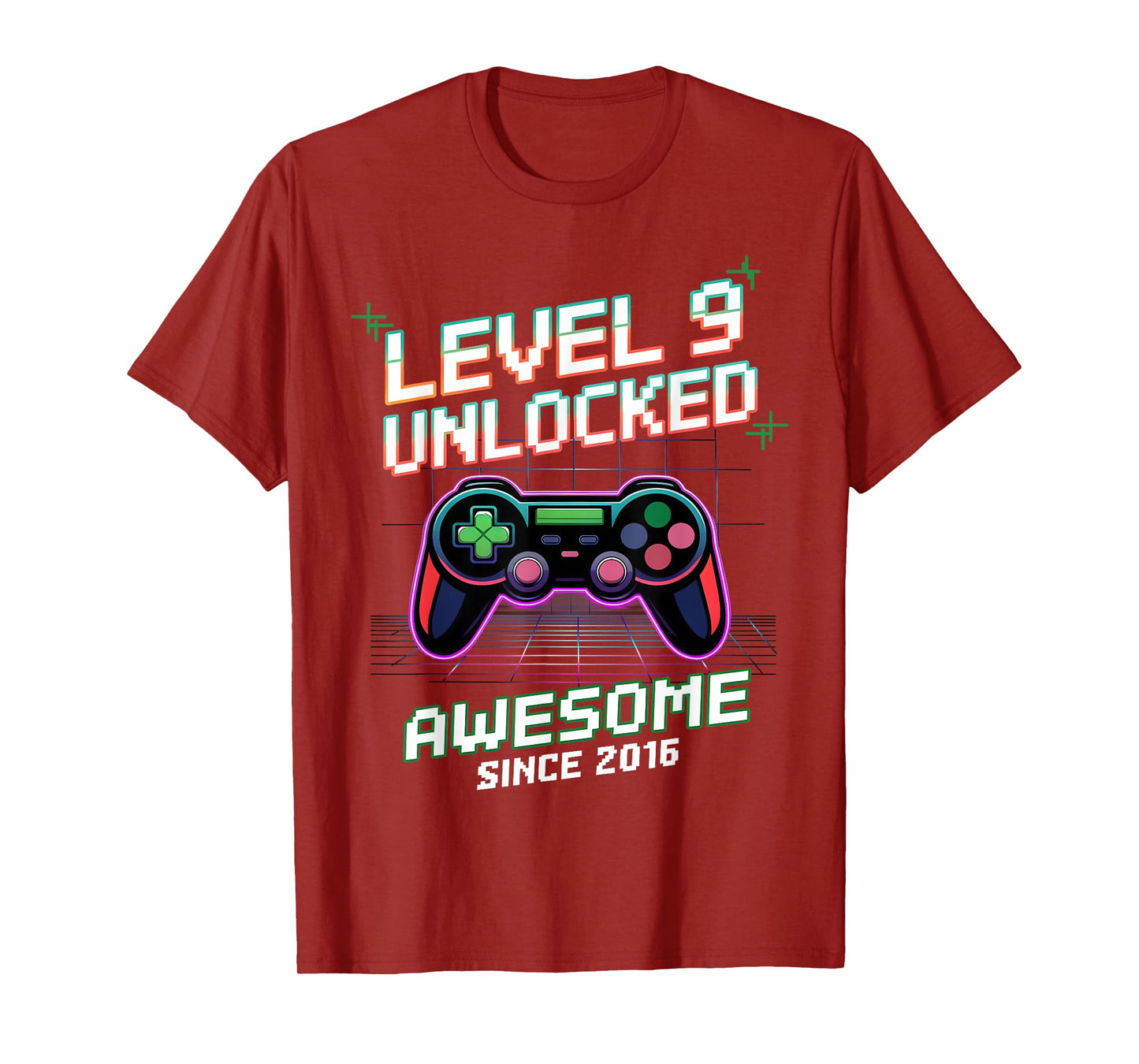 Level 9 Unlocked Awesome Since 2016 9th Birthday Boy Gaming T-Shirt