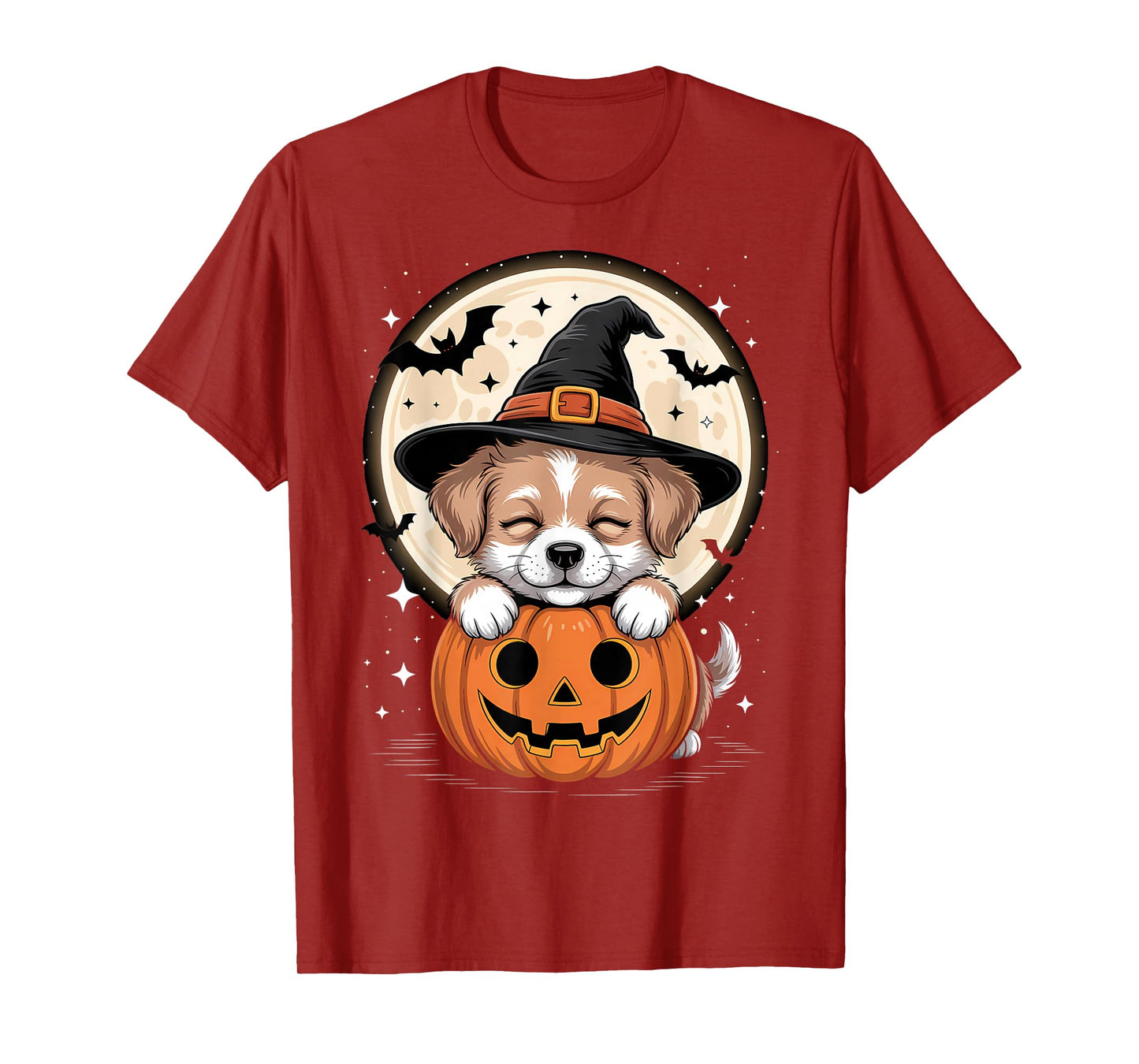 Halloween Puppy Dog Witch Hat Pumpkin Spooky T-Shirt