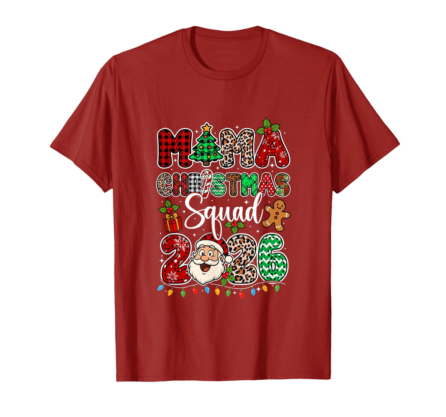 Mama Christmas Crew 2026 Leopard Funny Santa Family Group T-Shirt