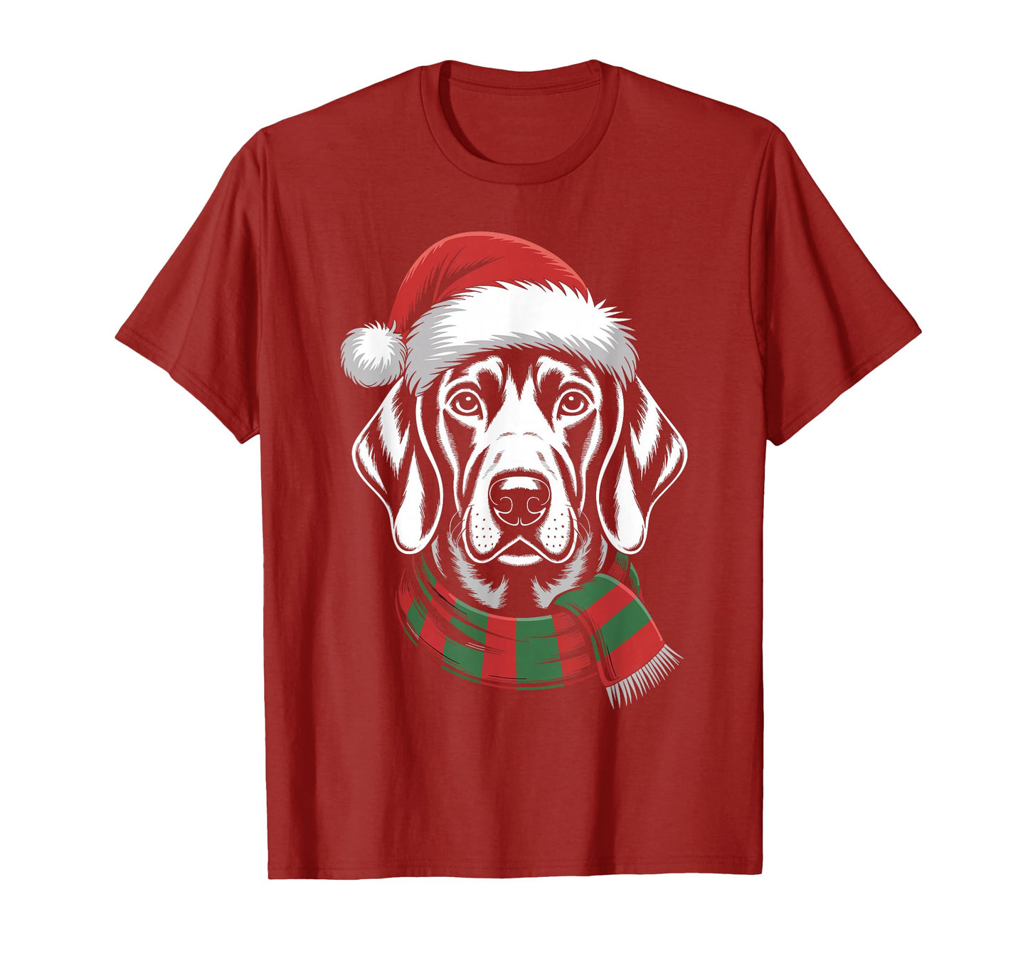 Weimaraner Dog Xmas Santa Hat Scarf Christmas Costume T-Shirt