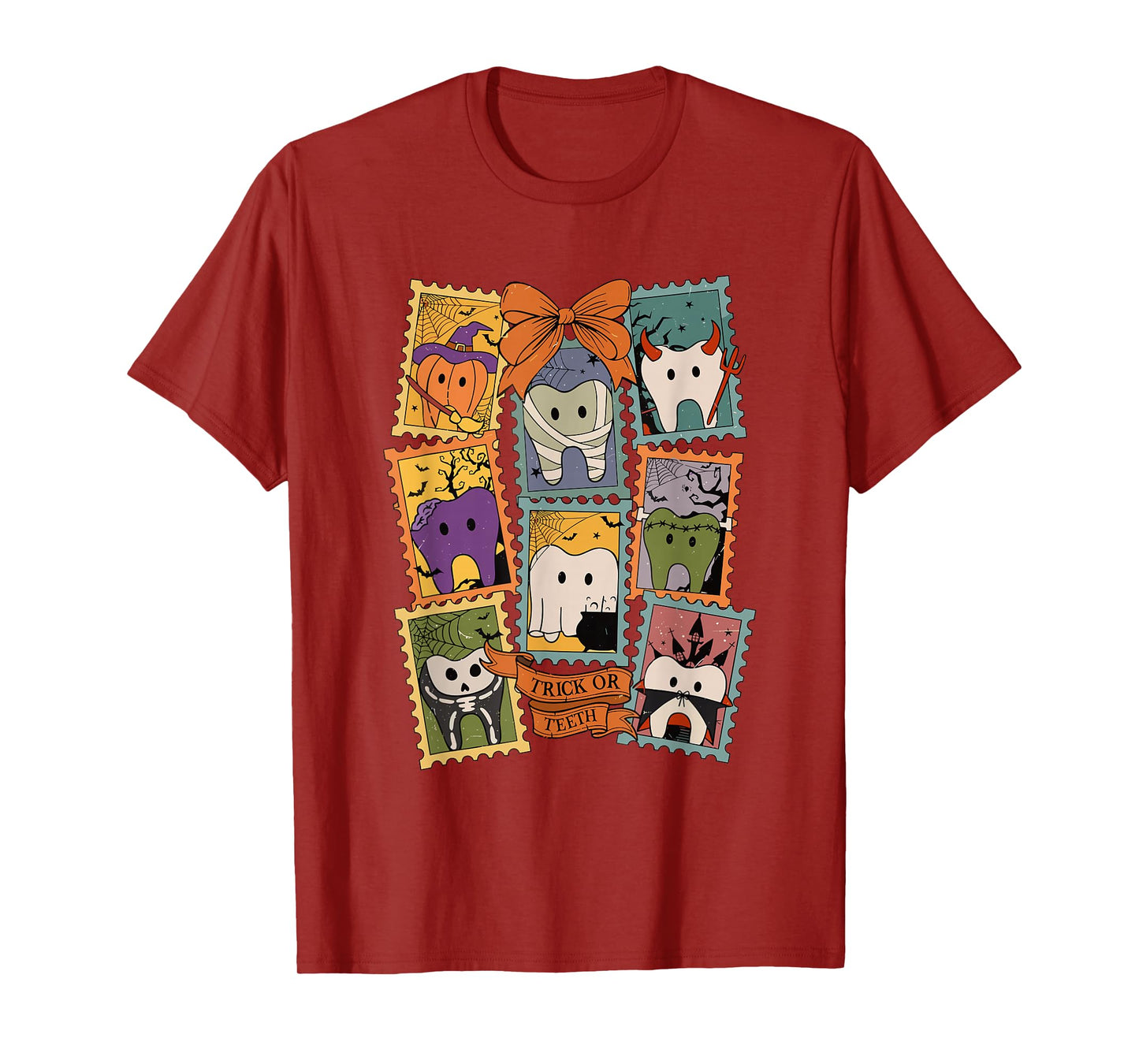 Trick or Teeth Dentist Dental Halloween Ghost Dental Crew T-Shirt