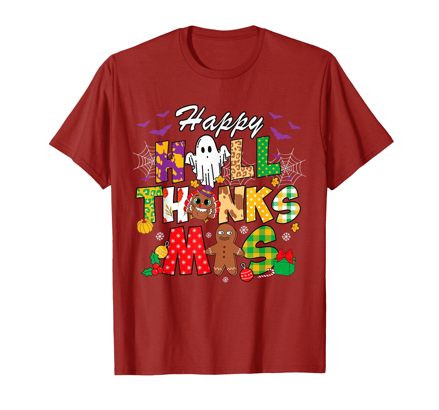Happy Hallothanksmas Halloween Thanksgiving Christmas Day T-Shirt
