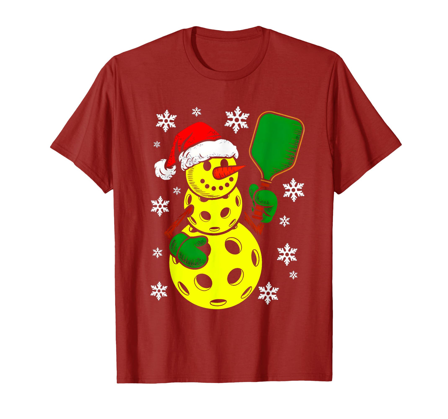 Pickleball Santa Hat Snowman Xmas Funny Pickleball Christmas T-Shirt