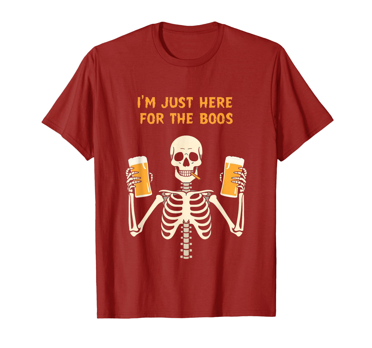 Im Just Here for The Boos Shirt Funny Skeleton Drinking Beer T-Shirt