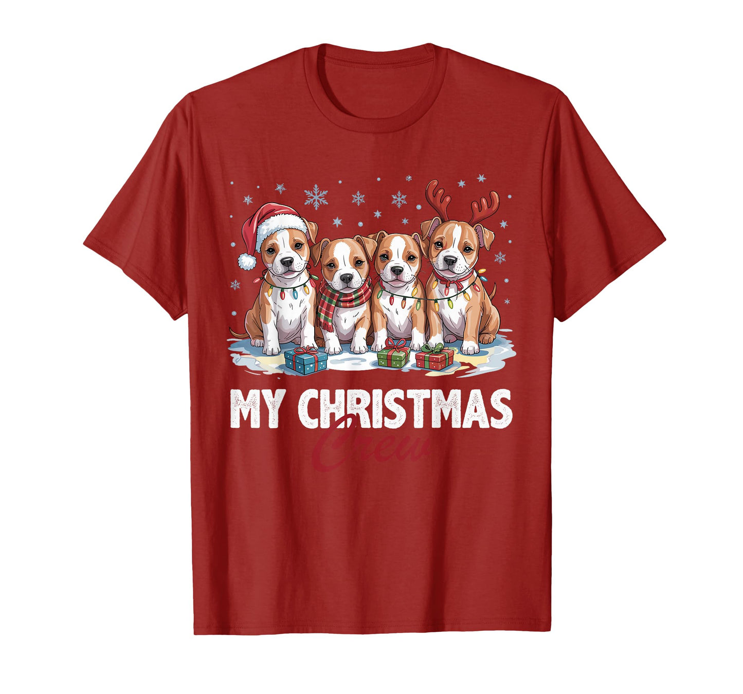 American Staffordshire Christmas Crew Funny Dog Lovers T-Shirt