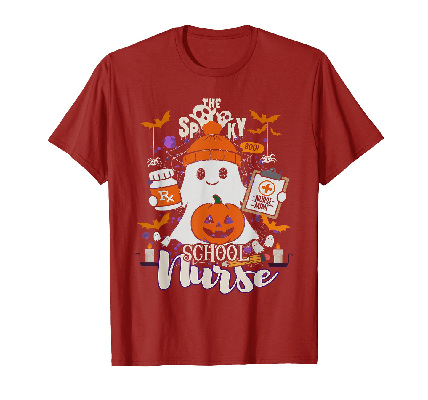 Retro Vintage Spooky School Nurse Pumpkin Halloween Costumes T-Shirt