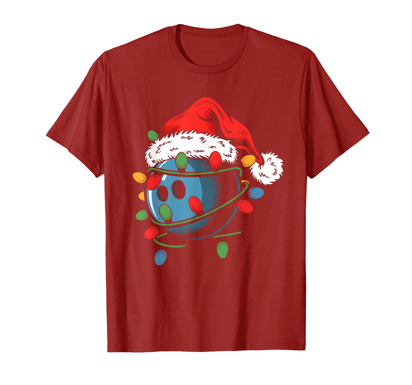 Bowling Ball Santa Hat Xmas Funny Christmas Bowling Lover T-Shirt
