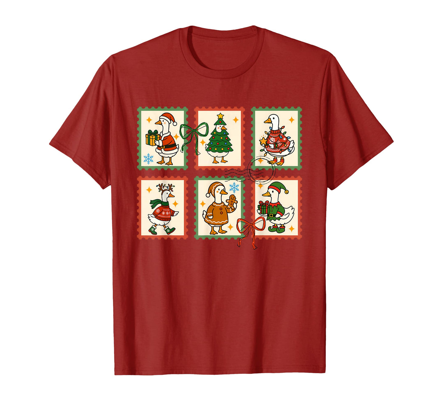 Vintage Retro Tis The Silly Goose Santa Season Stamps Xmas T-Shirt