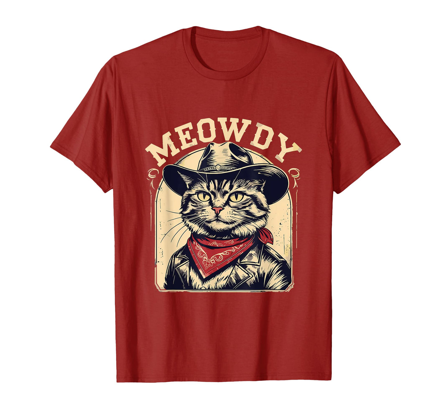 Meowdy Country Music Vintage Girls Funny Western Cowboy Cat T-Shirt