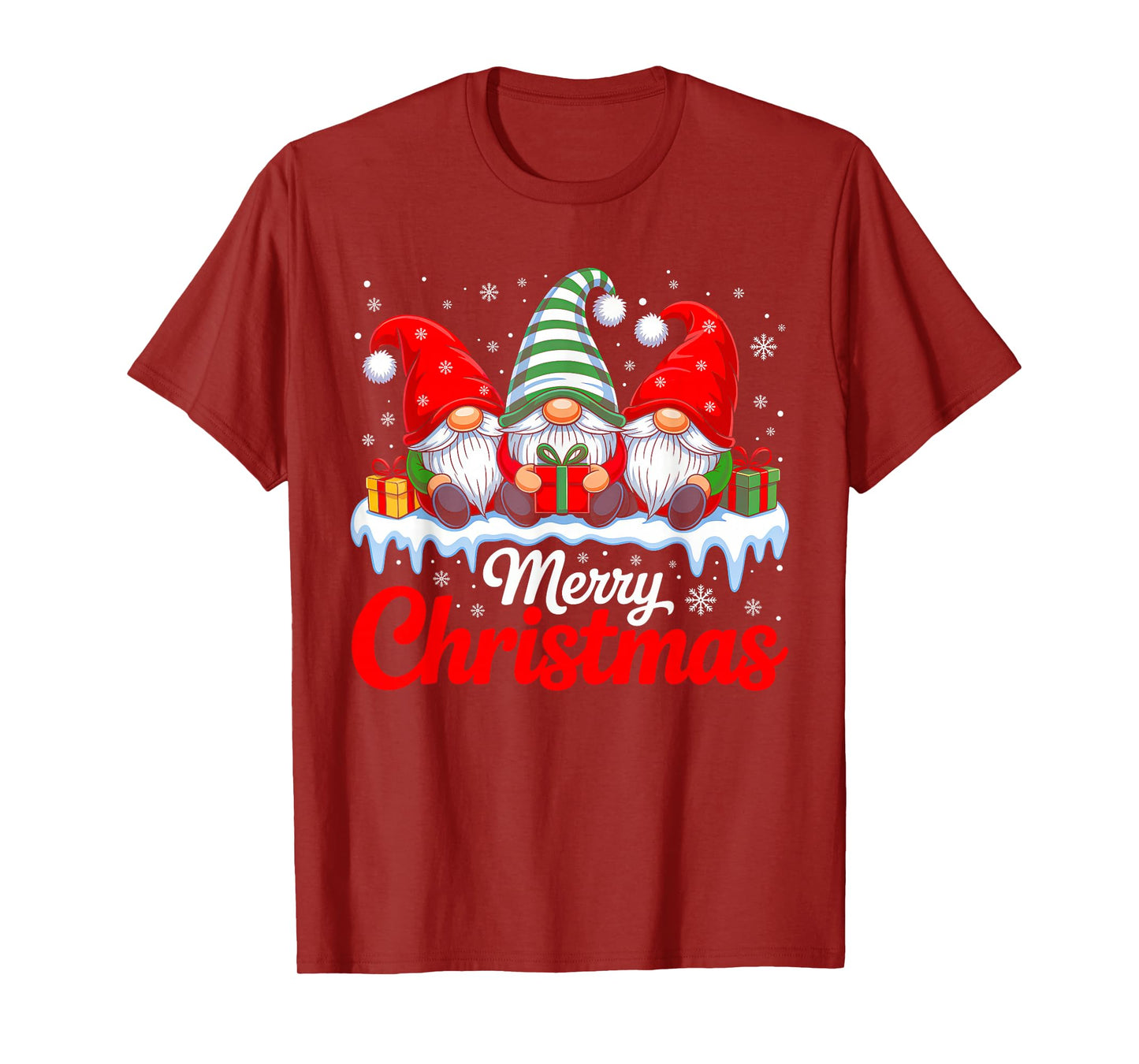 Merry Christmas Gnomes Red Santa Hat Xmas Family Men Women T-Shirt