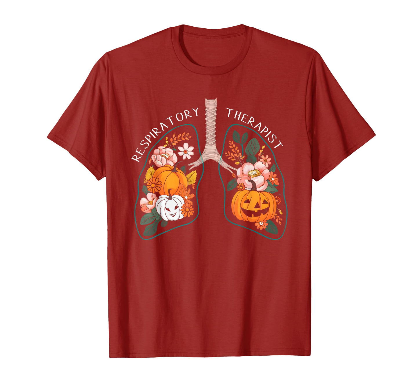 Respiratory Therapist RT Lung Floral Pumpkin Halloween T-Shirt