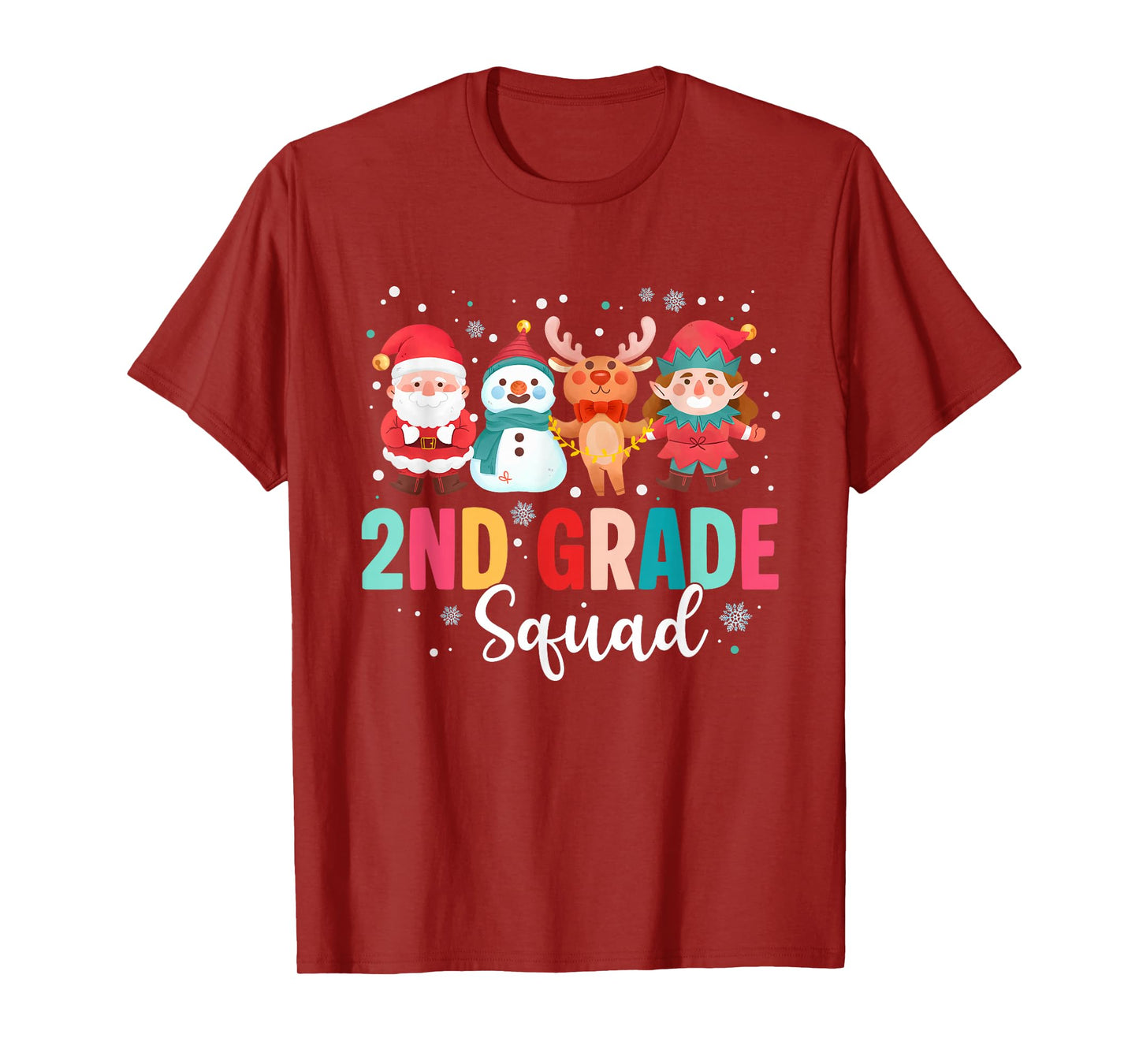 2nd Grade Squad Christmas Teacher Santa Reindeer Snowman T-Shirt