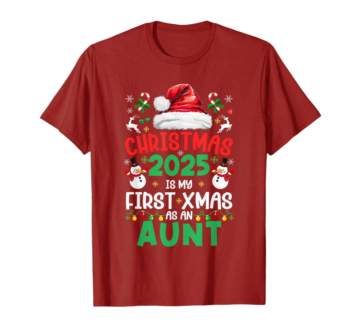 Funny Christmas 2025 is My First Xmas As an Aunt Family T-Shirt