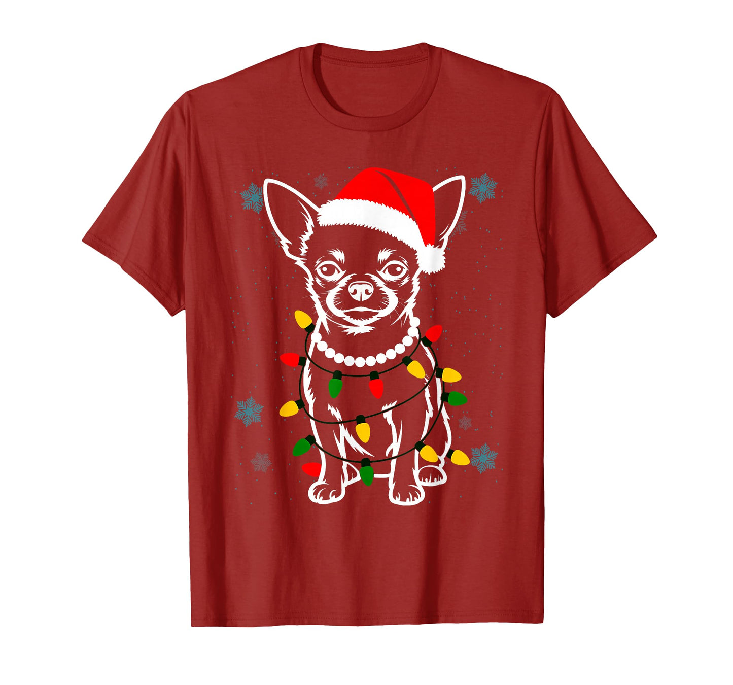 Chihuahua Christmas Tree Lights X-Mas Cute Dog Puppy Santa T-Shirt