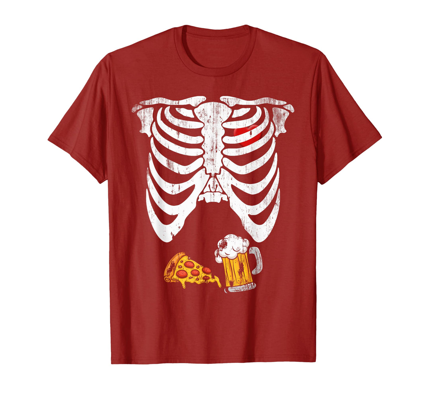 Skeleton Pregnancy Beer Pizza X-Ray Halloween Costume T-Shirt