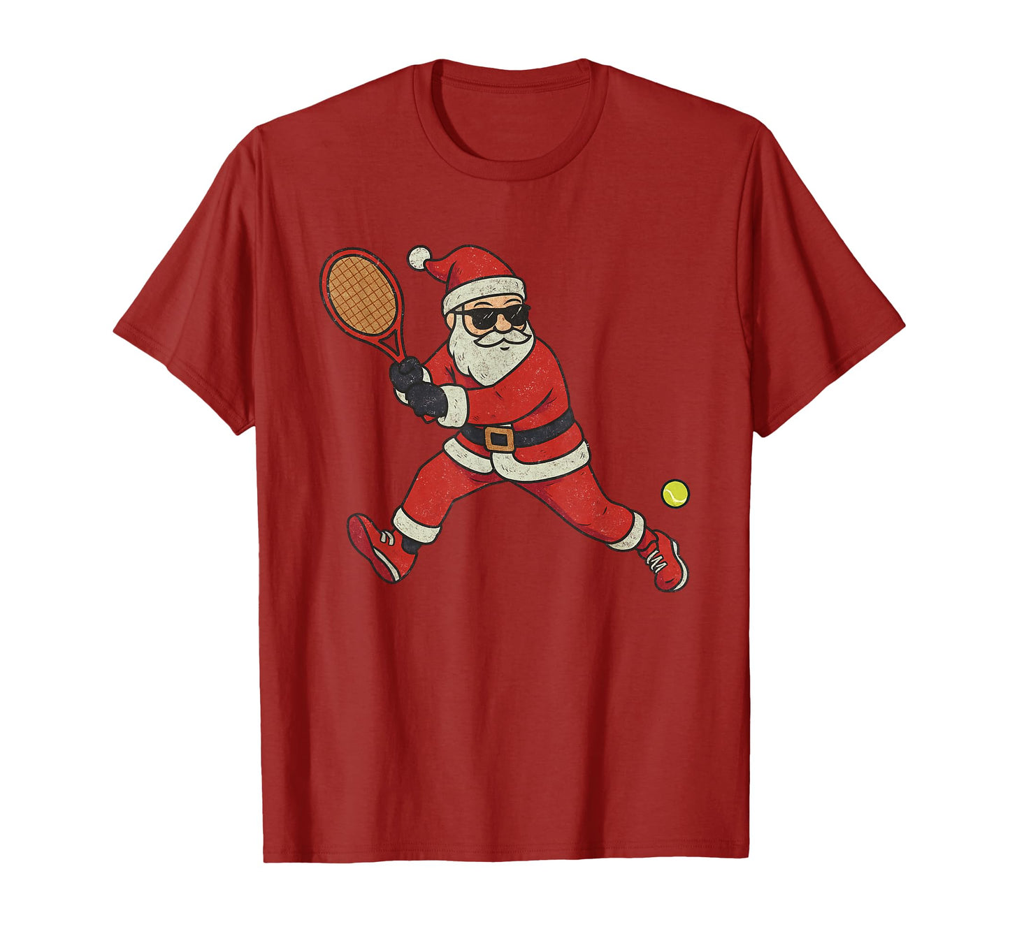 Santa Playing Tennis Christmas Vintage Funny Xmas T-Shirt