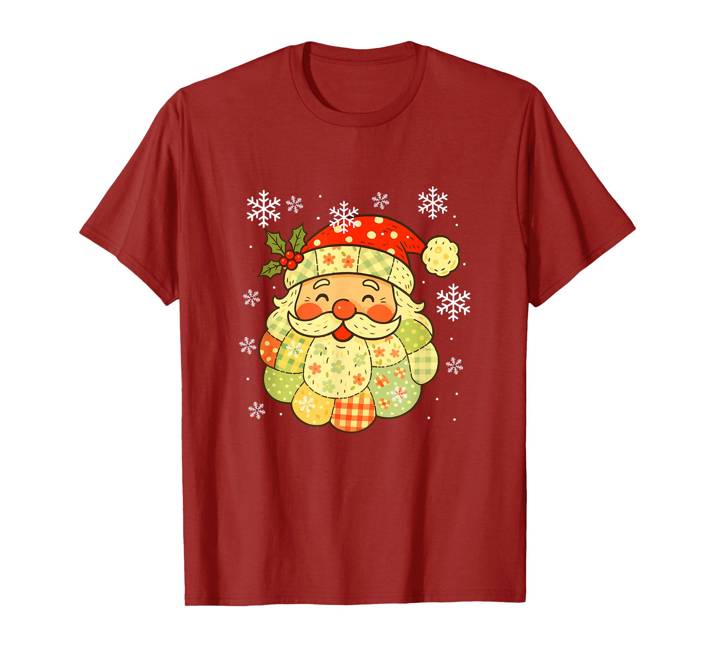 Funny Santa Face Christmas Floral Colorful Costume Family T-Shirt