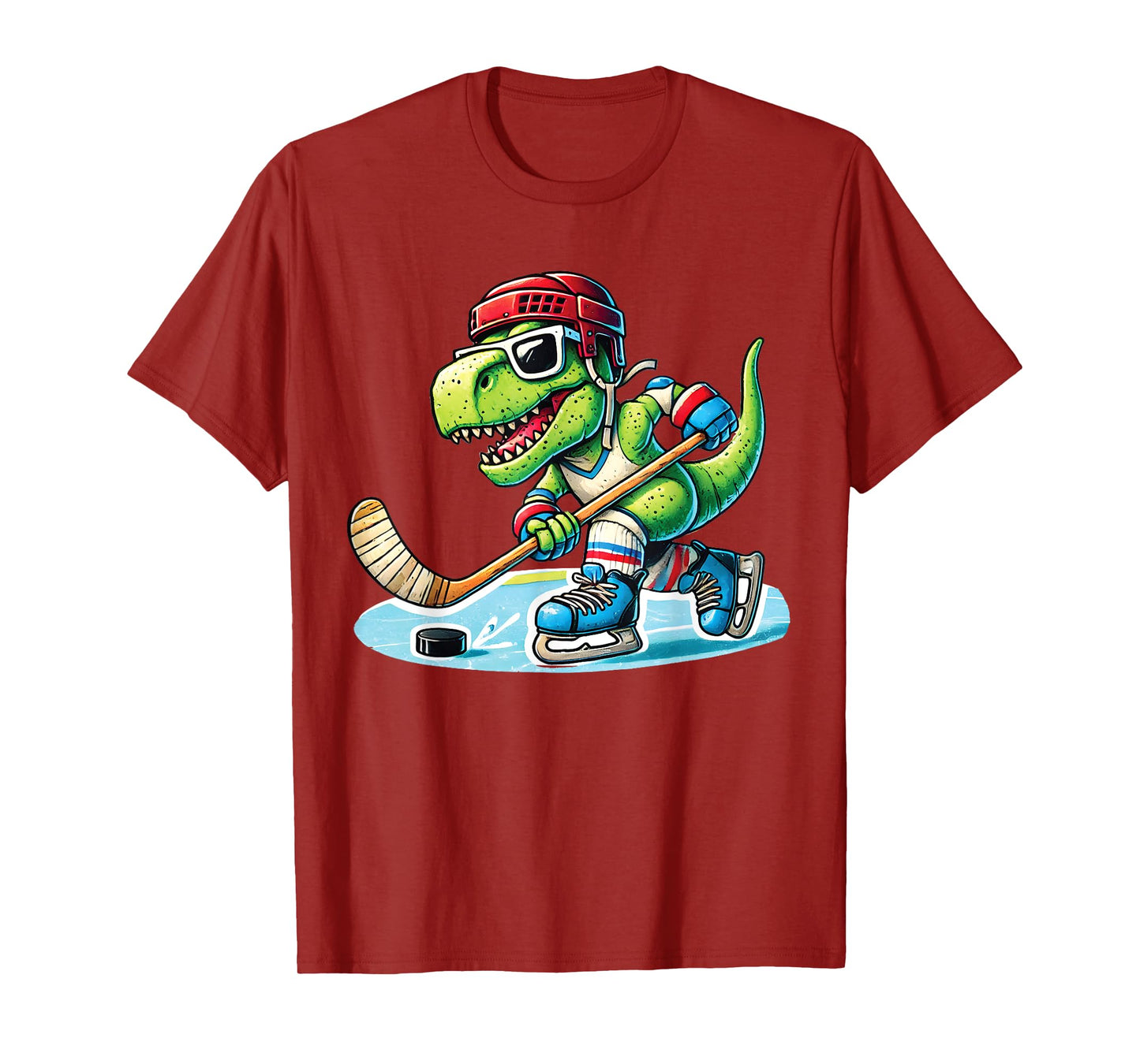 Hockeysaurus Dinosaur Ice Hockey Trex Kids Boys Ice Hockey T-Shirt