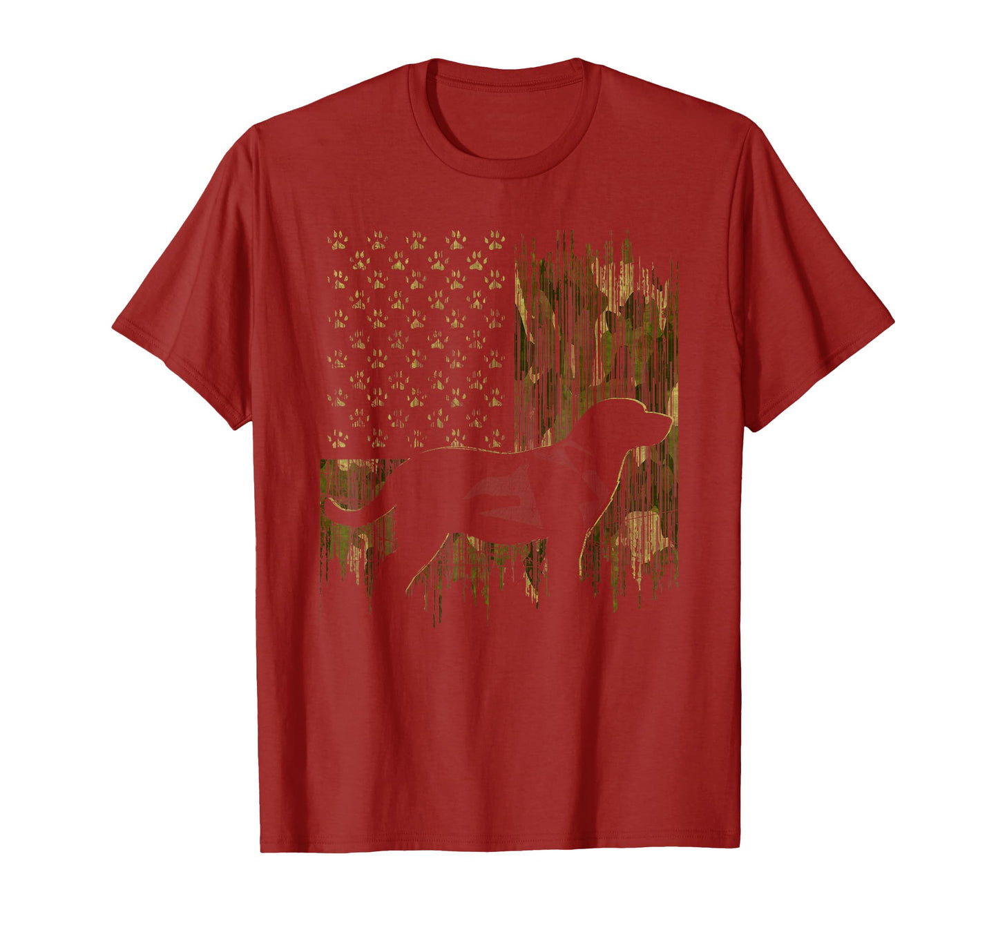 Vintage Camouflage USA Flag Love Labrador Dog Lab Silhouette T-Shirt