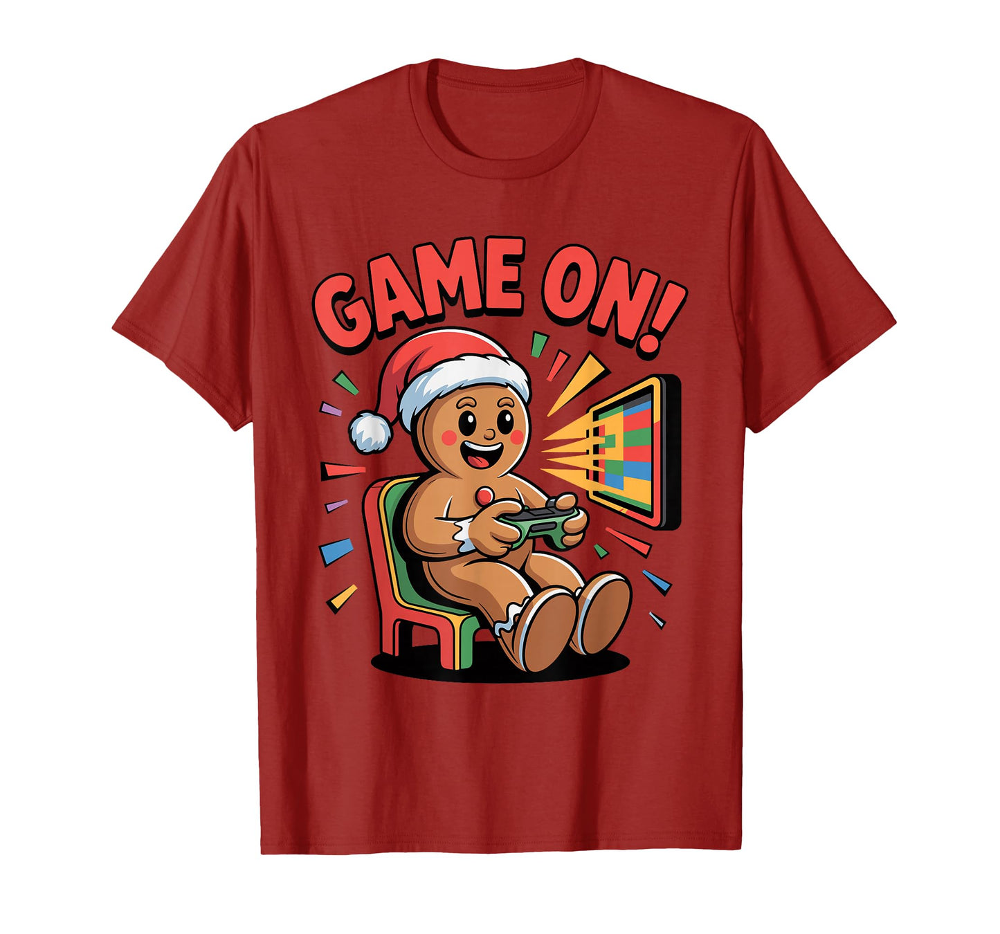 Funny Gingerbread Gamer Christmas Holiday Video Game T-Shirt