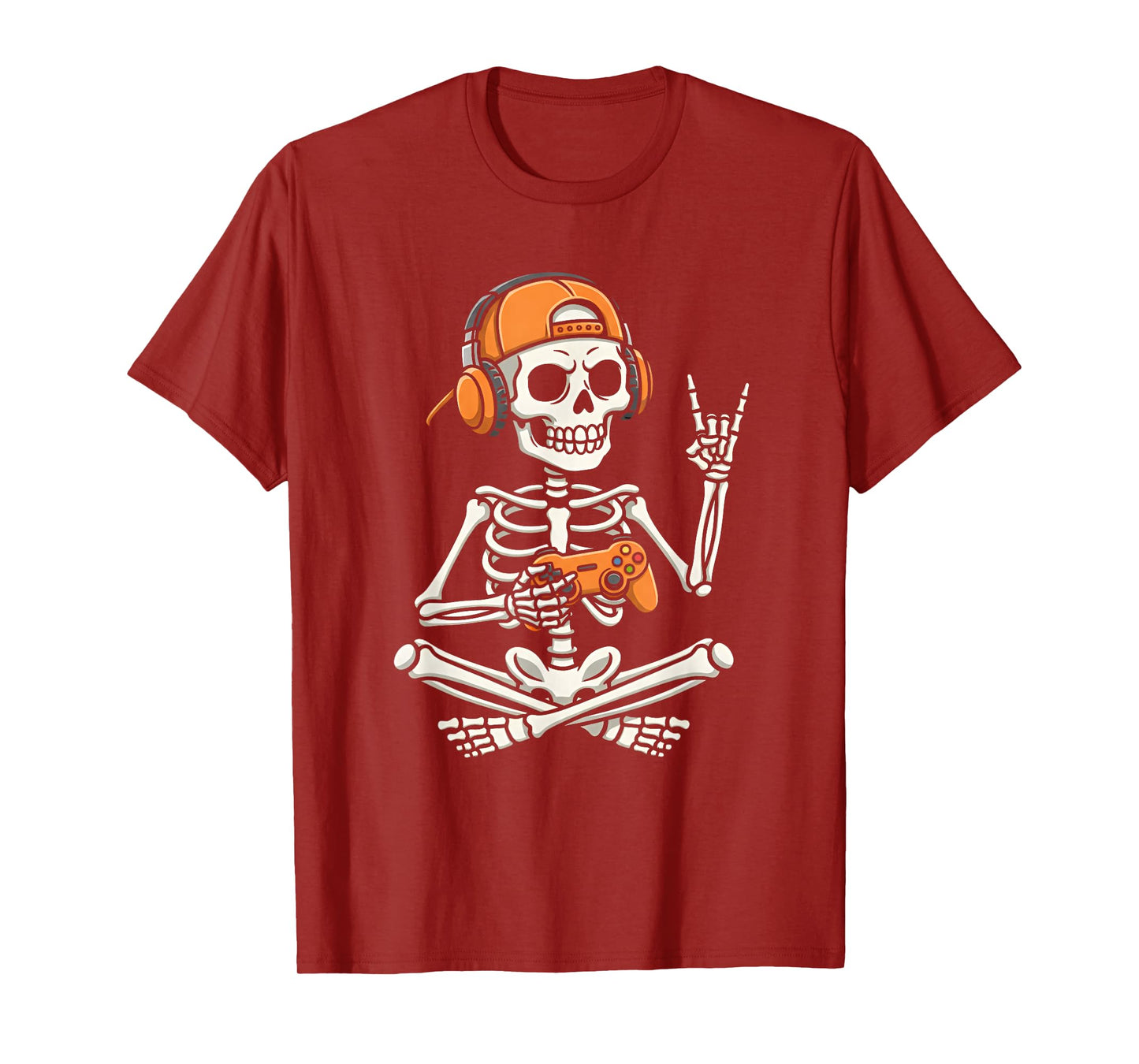 Halloween Skelton Gamer Video Gaming Kids Boys Girls Funny T-Shirt