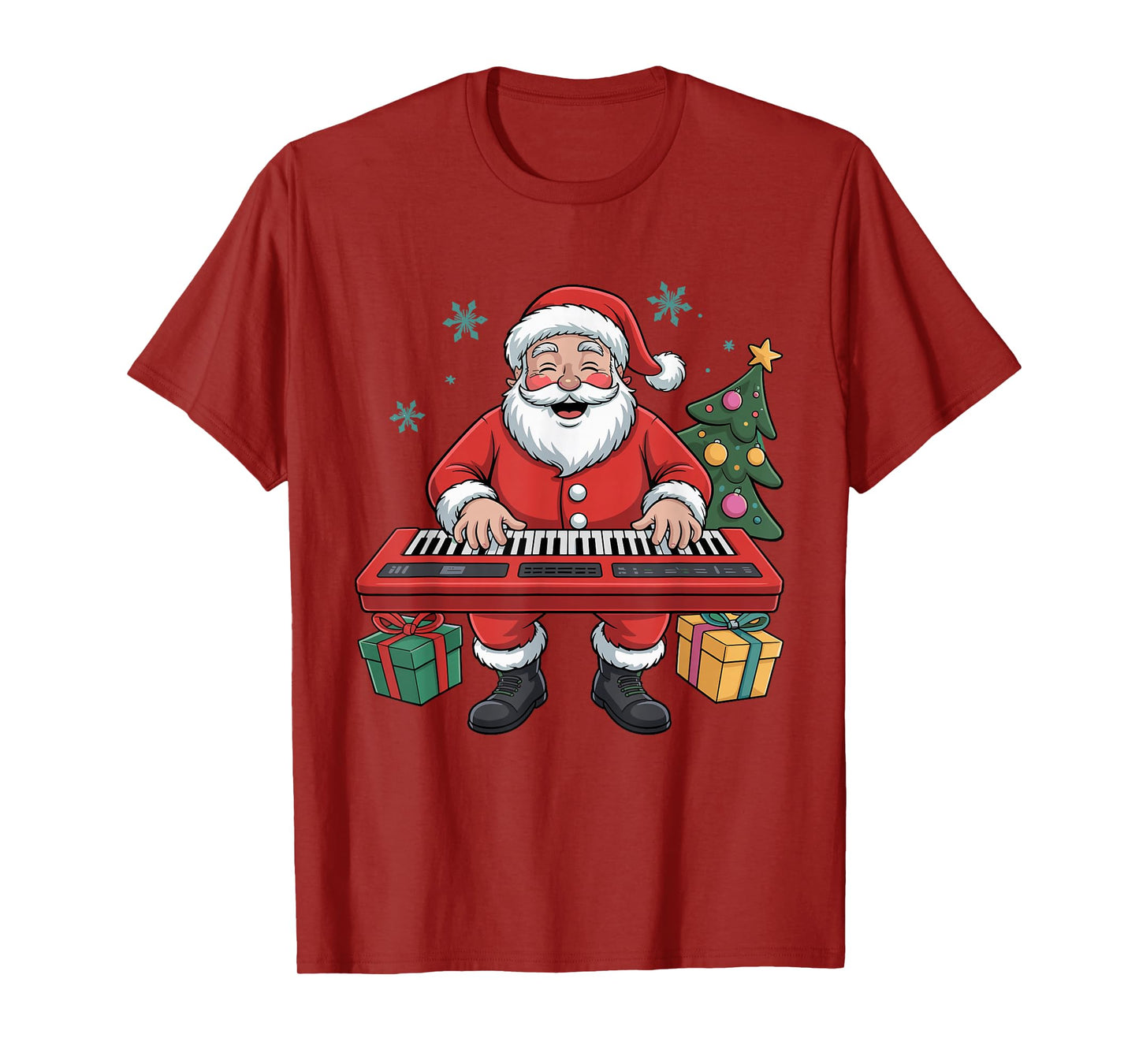 Funny Santa Playing Digital Keyboard Holiday Chrismas Pajama T-Shirt