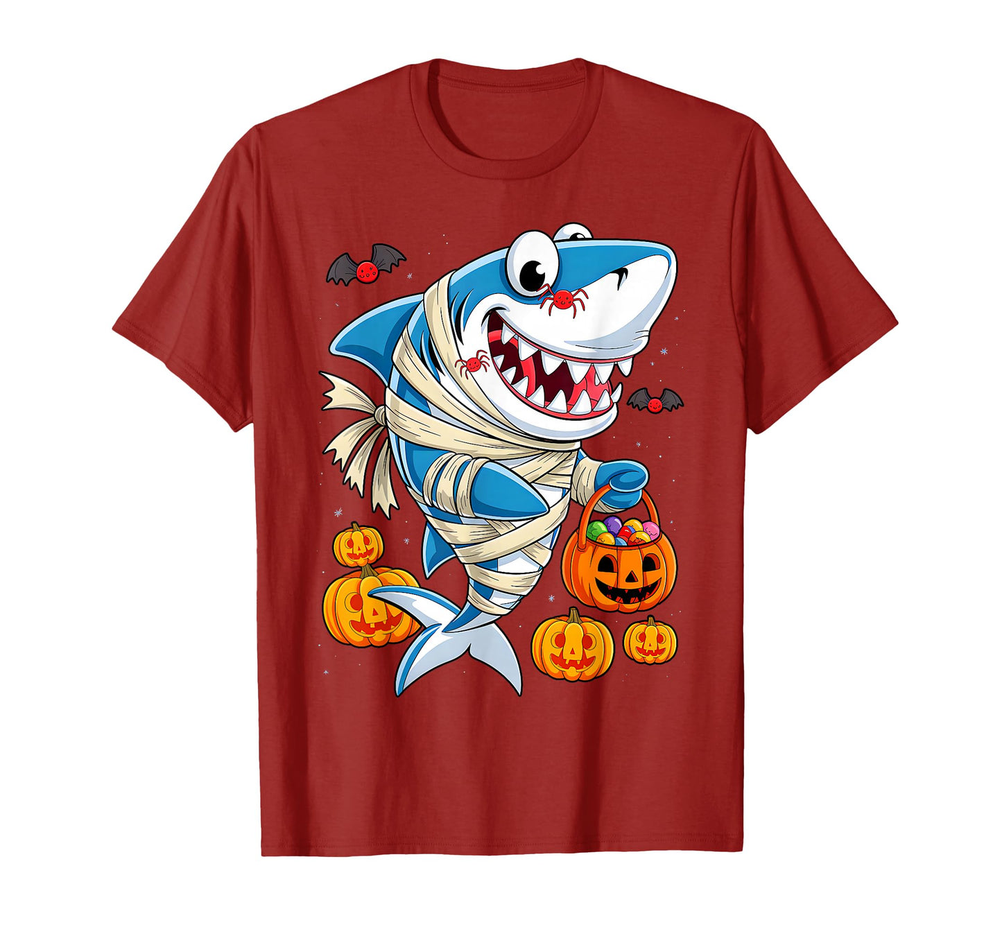 Mom Mummy Shark Pumpkin Spider Treats Funny Fish Halloween T-Shirt