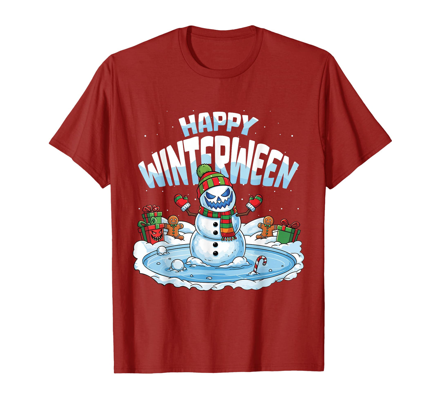Happy Winterween Winter Halloween Christmas Snow Man T-Shirt