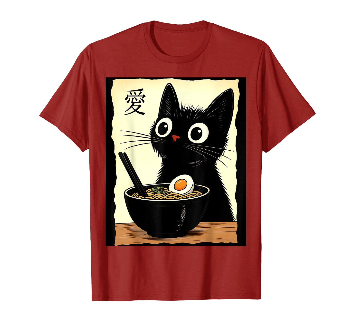 Kawaii Cat Eating Ramen Noodles Funny Anime Gift Girls Teens T-Shirt