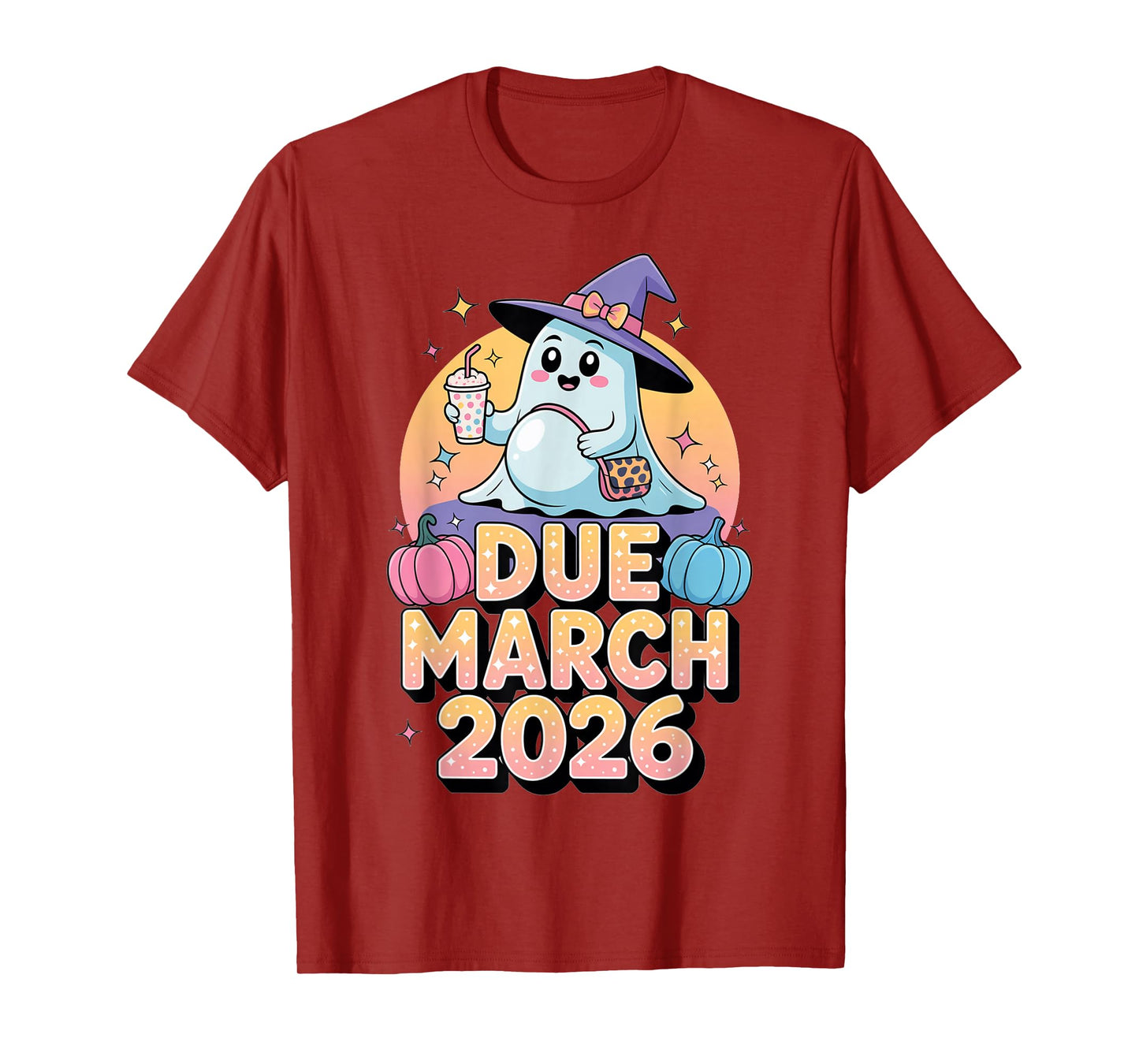 Halloween Pregnant Due March 2026 Mama Ghost Baby Mom T-Shirt